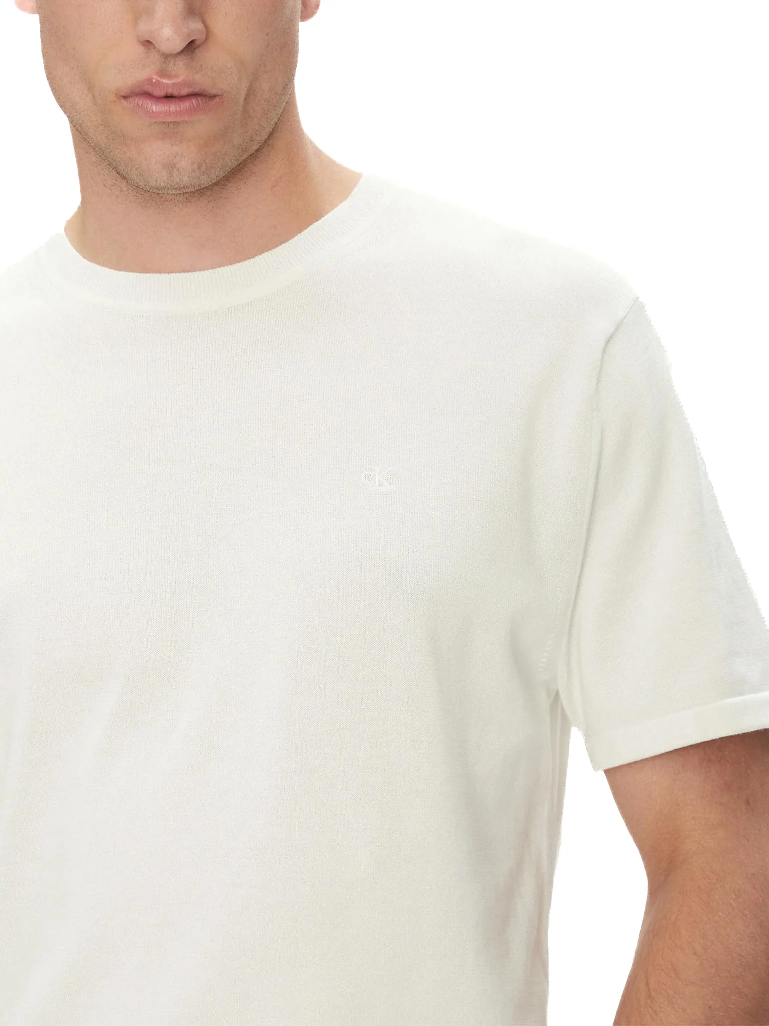 T-shirt Calvin Klein in maglia di cotone tofu - Image 3
