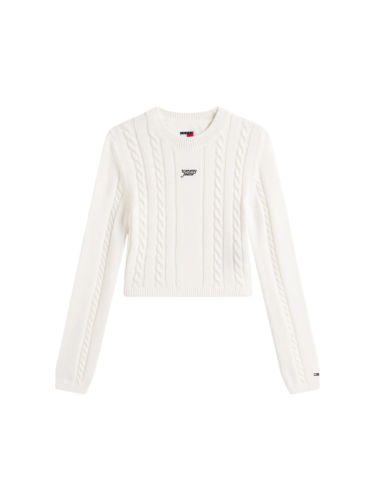 Pullover a girocollo con maniche lunghe modello cable script bianco antico - Image 4