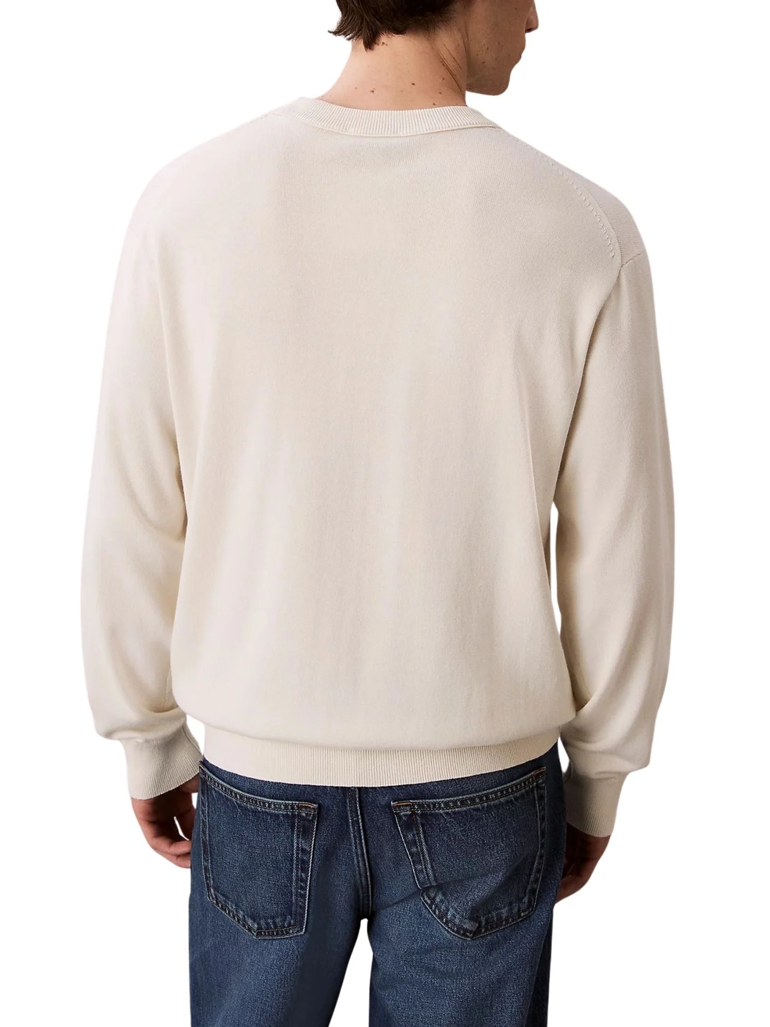 Maglia a girocollo con maniche lunghe Calvin Klein Jeans modello cotton panna - Image 2