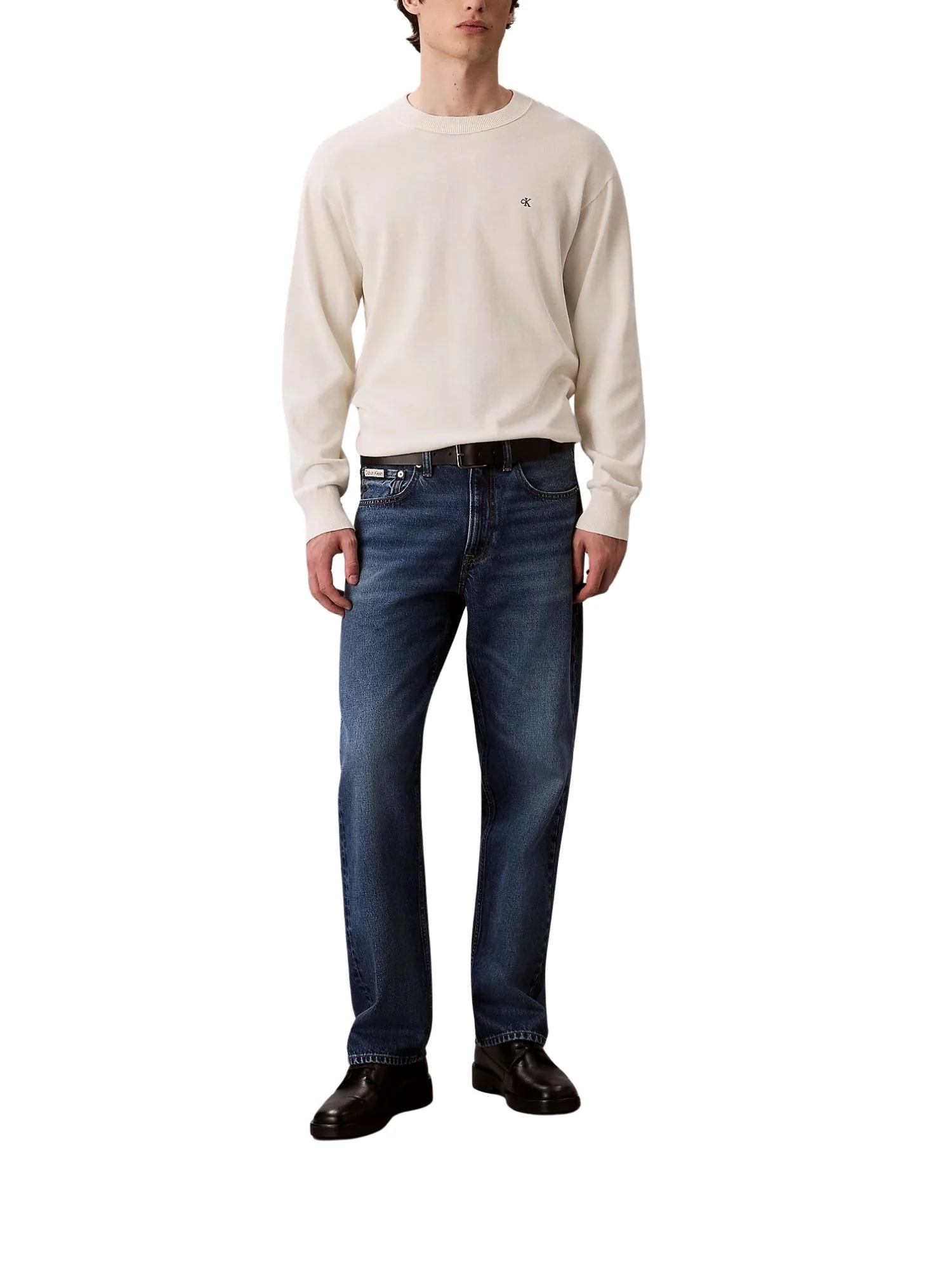 Maglia a girocollo con maniche lunghe Calvin Klein Jeans modello cotton panna - Image 3