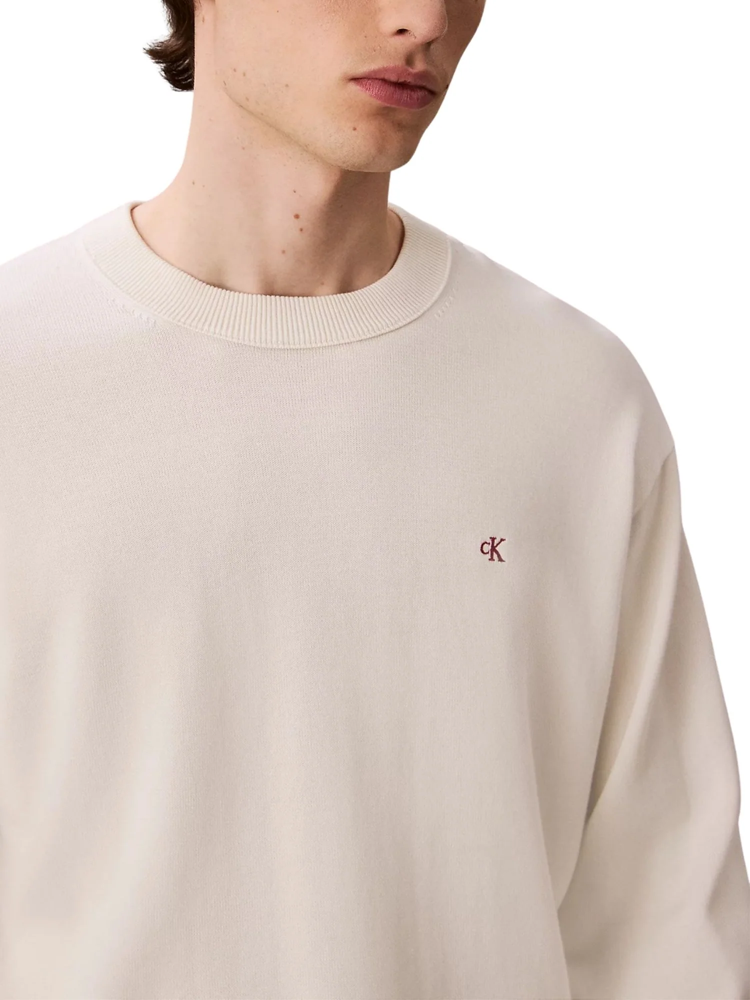 Maglia a girocollo con maniche lunghe Calvin Klein Jeans modello cotton panna - Image 4