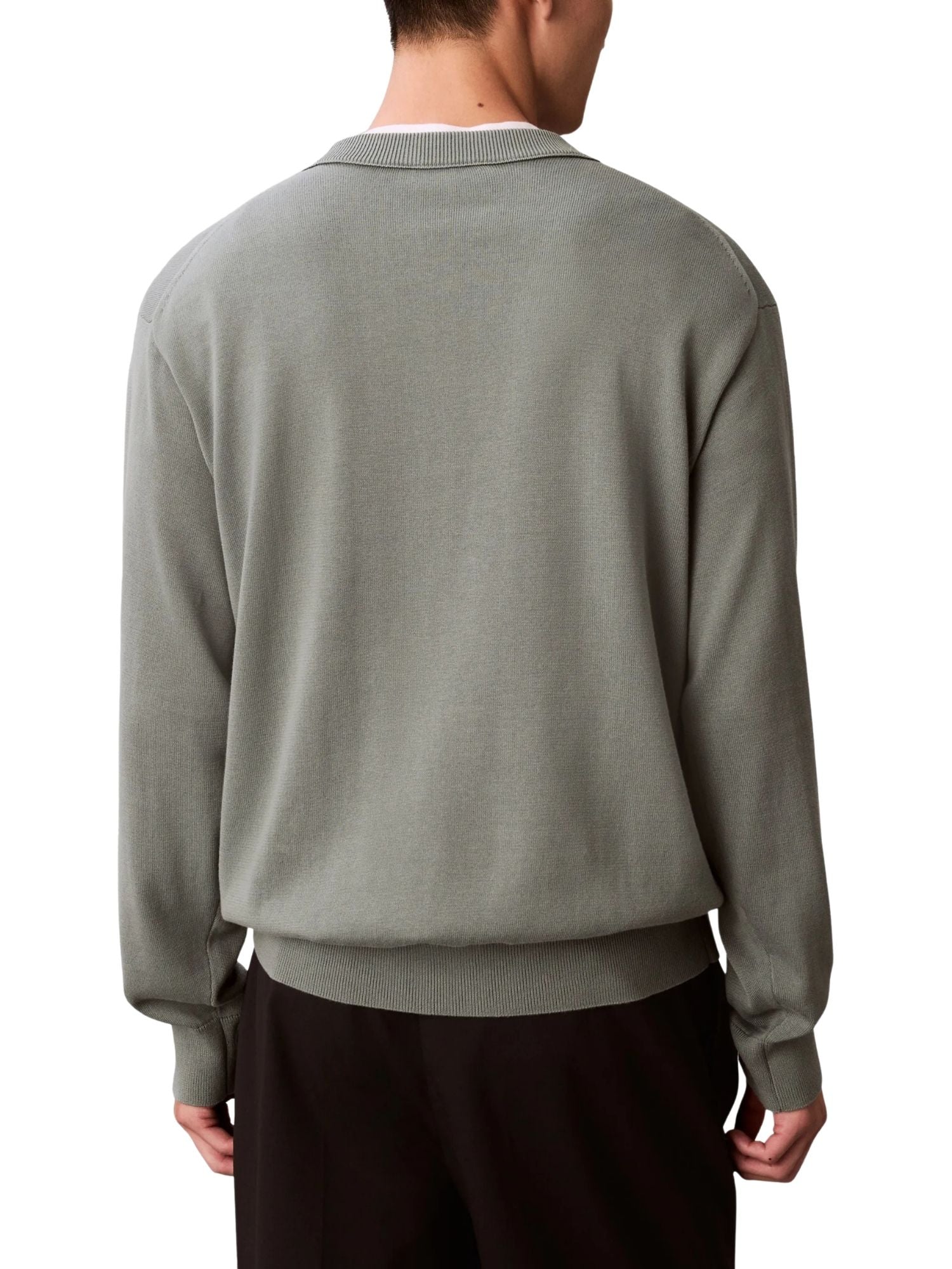 Maglia a girocollo con maniche lunghe Calvin Klein Jeans modello cotton verde - Image 2
