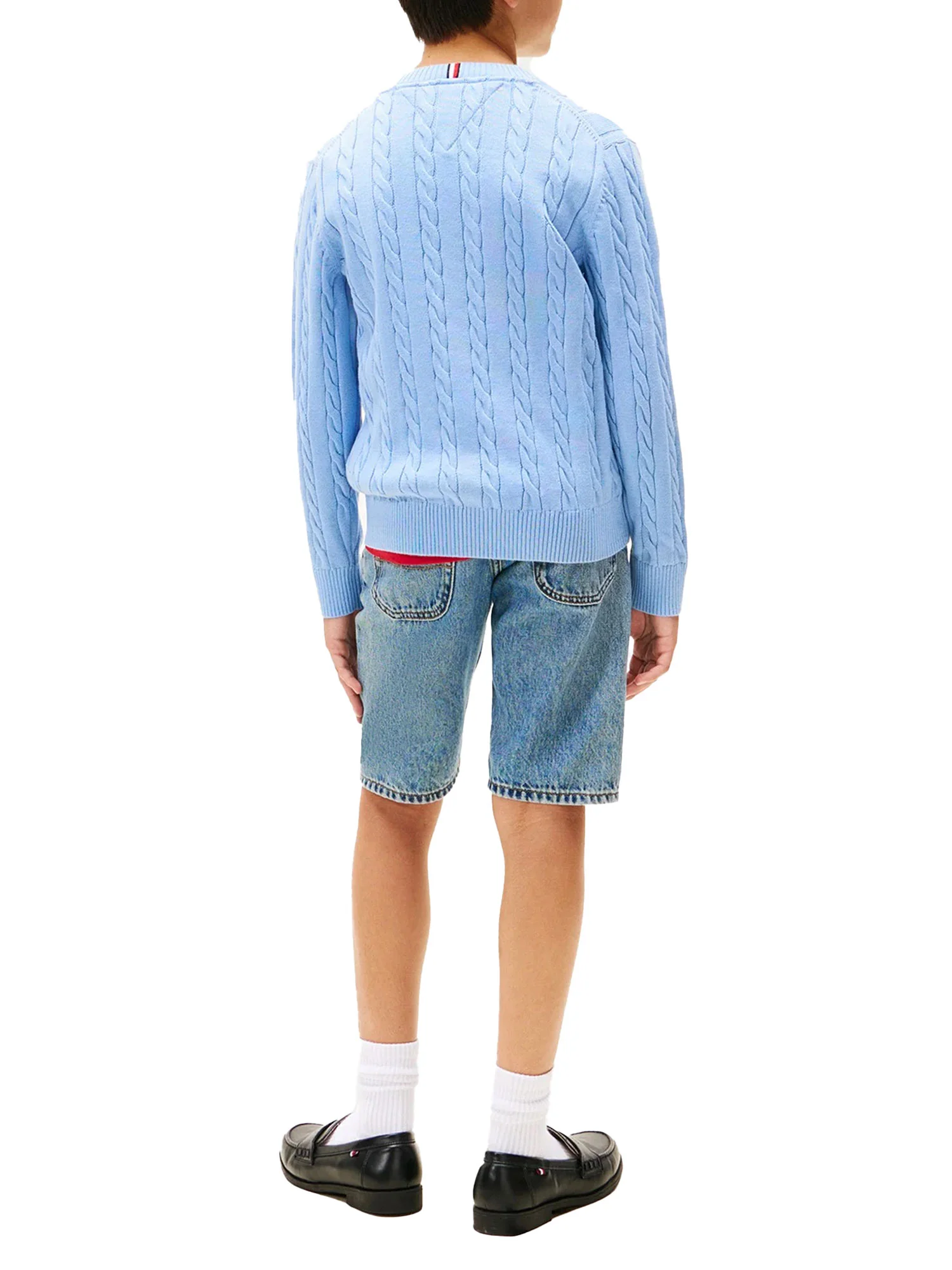 Girocollo Tommy Hilfigher Bambino cotton cable azzurro - Image 3