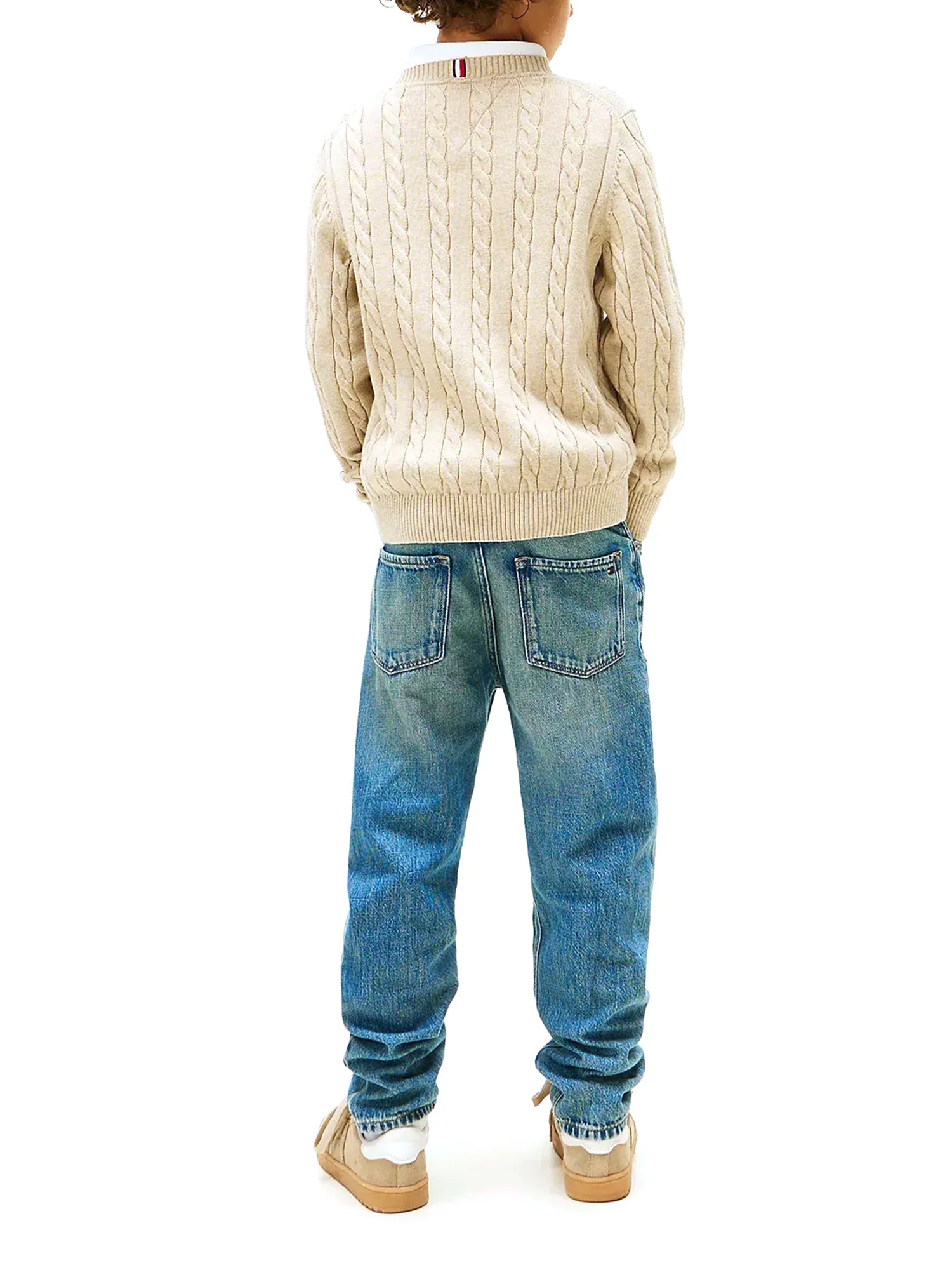 Maglione girocollo Tommy Hilfiger bambino lavorazione a trecce latte - Image 3