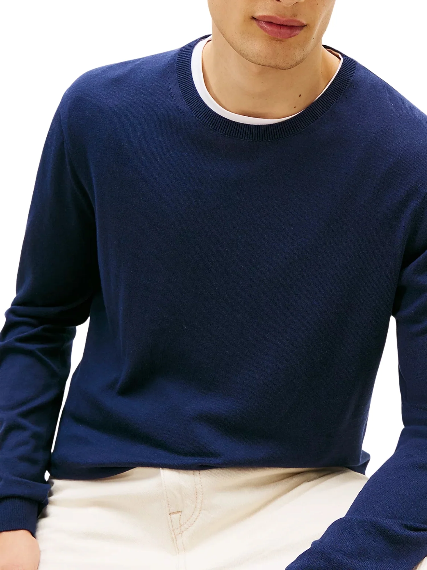 Maglia a girocollo con maniche lunghe Tommy Hilfiger modello cotton/lyocell blu - Image 4