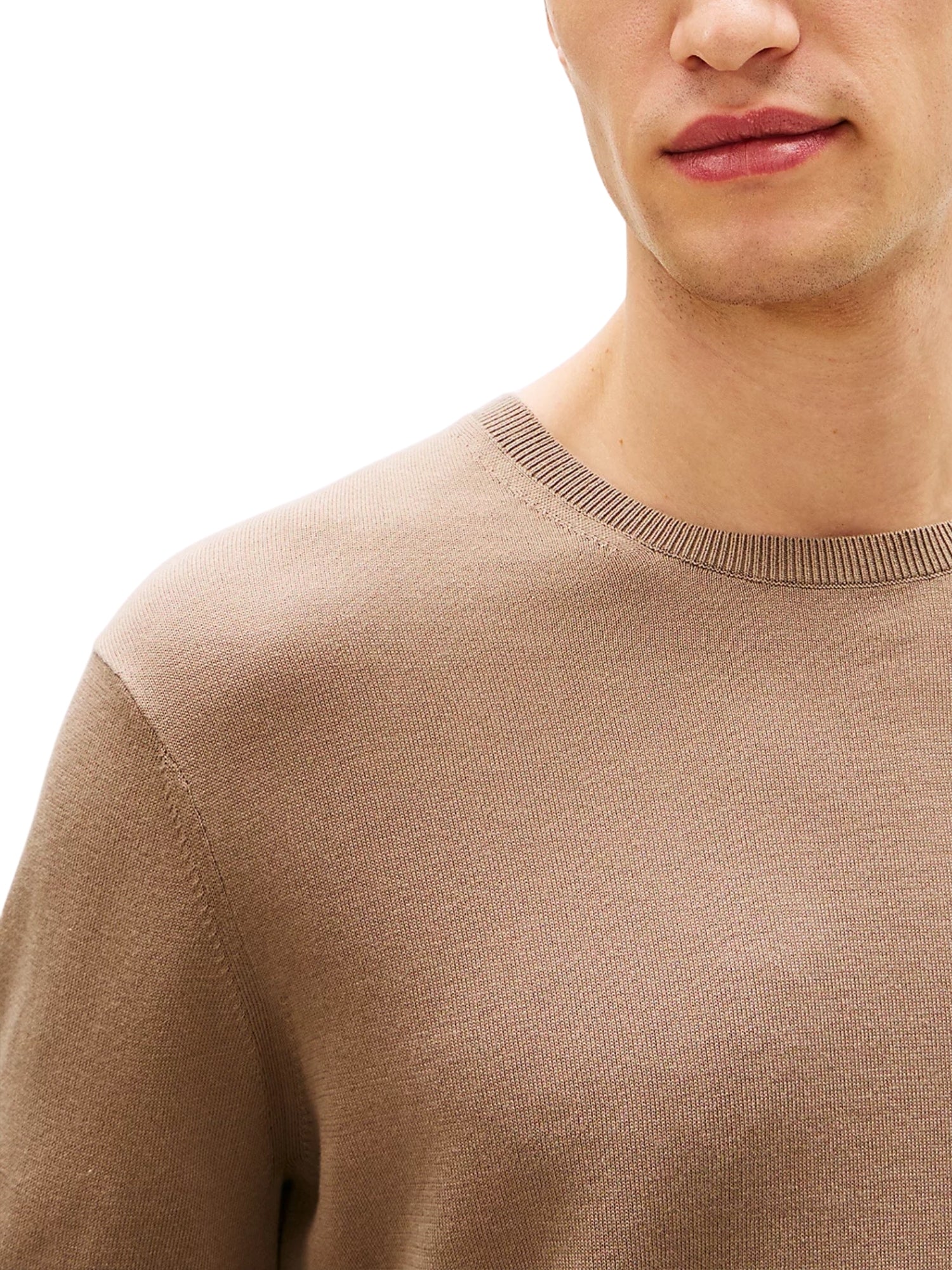 Maglia a girocollo con maniche lunghe Tommy Hilfiger modello cotton/lyocell marrone - Image 4
