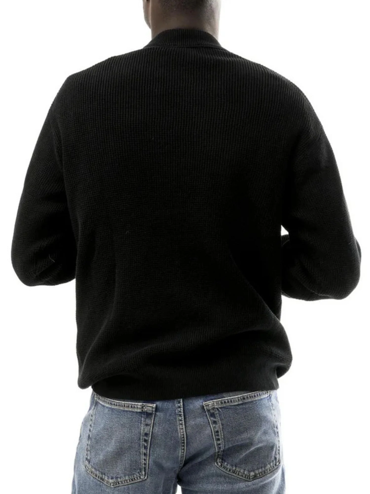 Maglia a girocollo con maniche lunghe Calvin Klein Jeans modello cotton waffle nero - Image 2