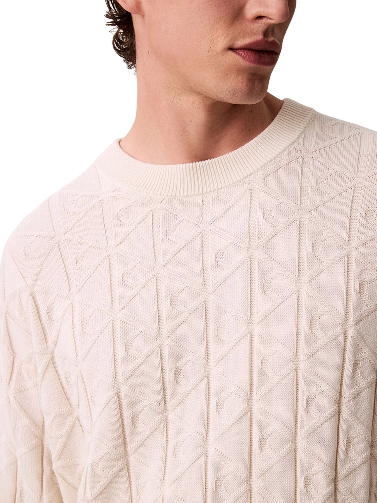 Maglia a girocollo con maniche lunghe Calvin Klein Jeans modello easy aop cotton tofu - Image 3