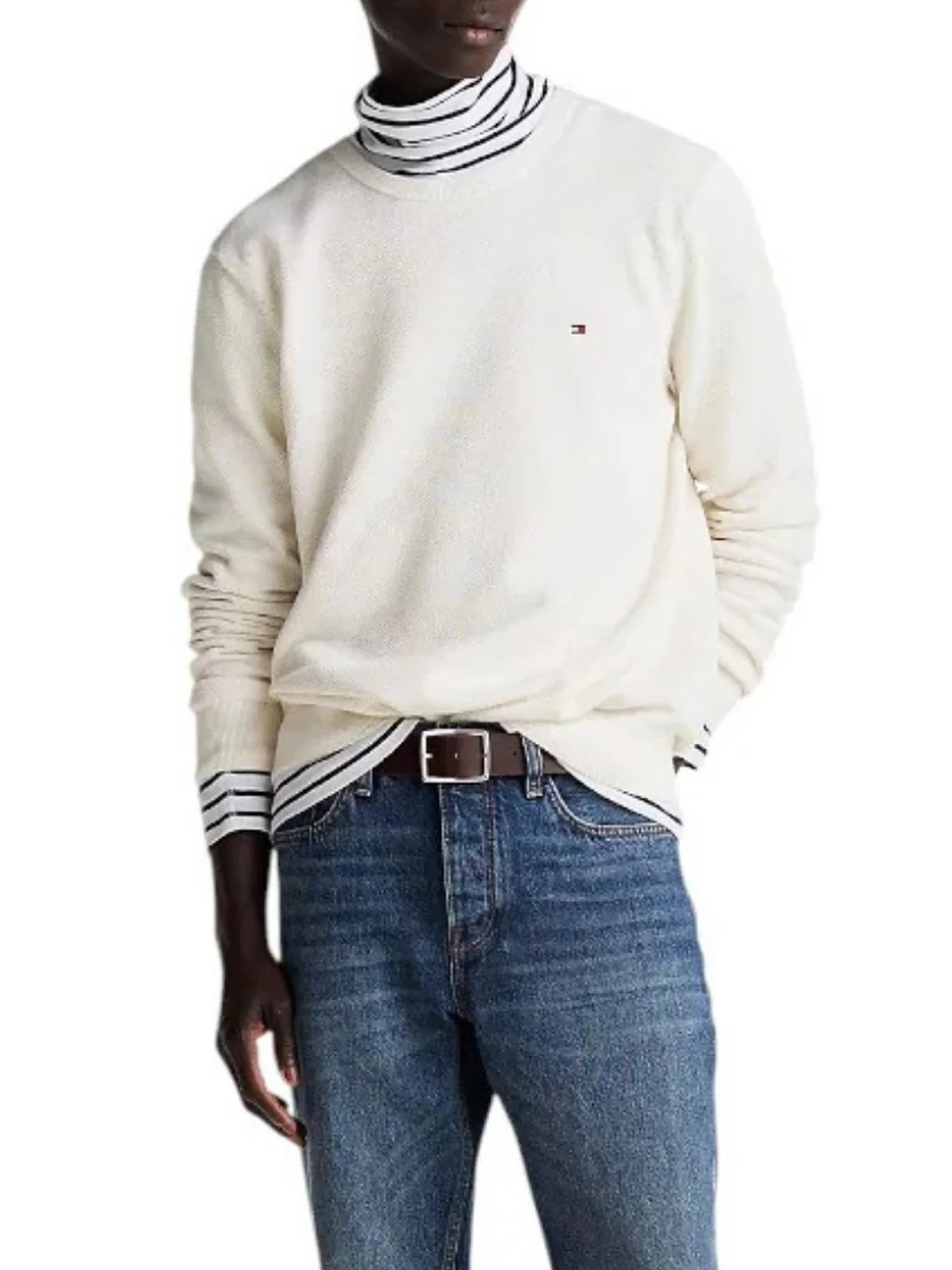 Maglia a girocollo con maniche lunghe Tommy Hilfiger modello essential structure avorio