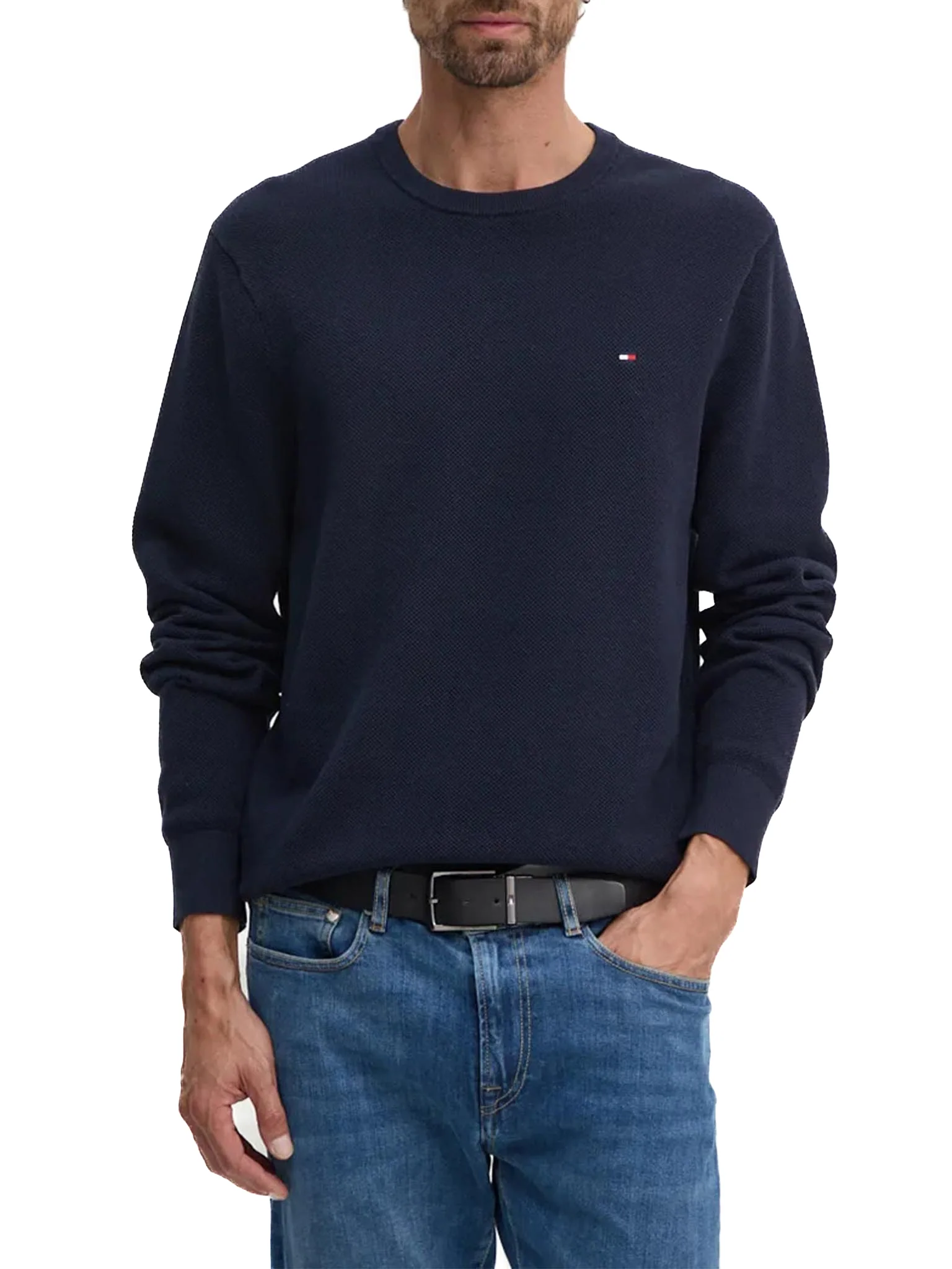 Maglia Tommy Hilfiger in cotone strutturato blu navy