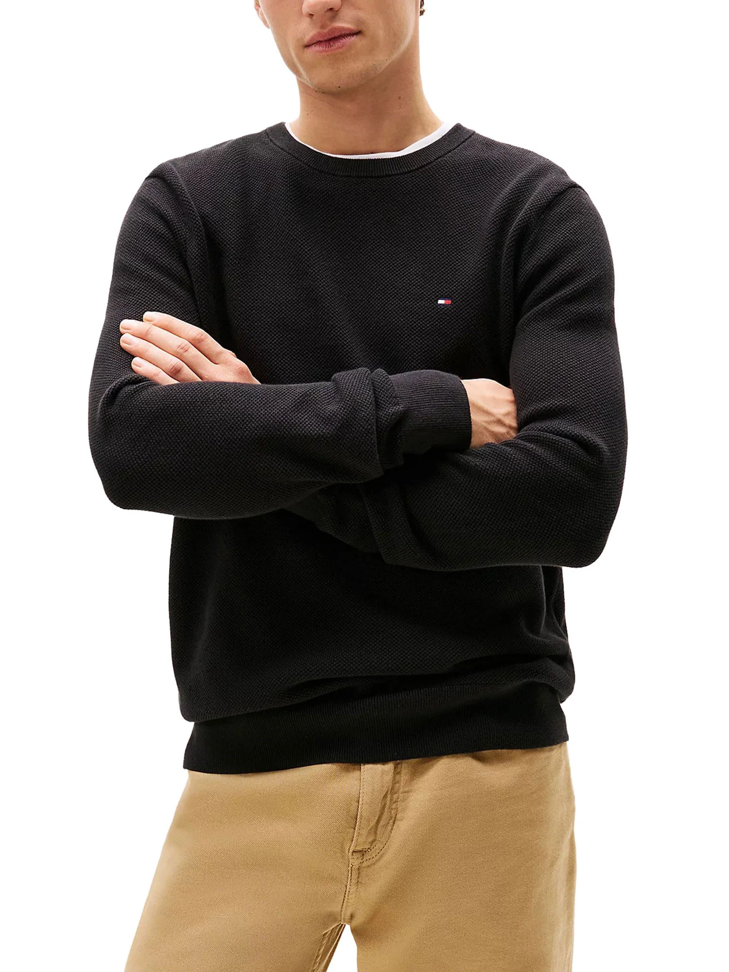 Maglione girocollo Tommy Hilfiger ml essential structure nero