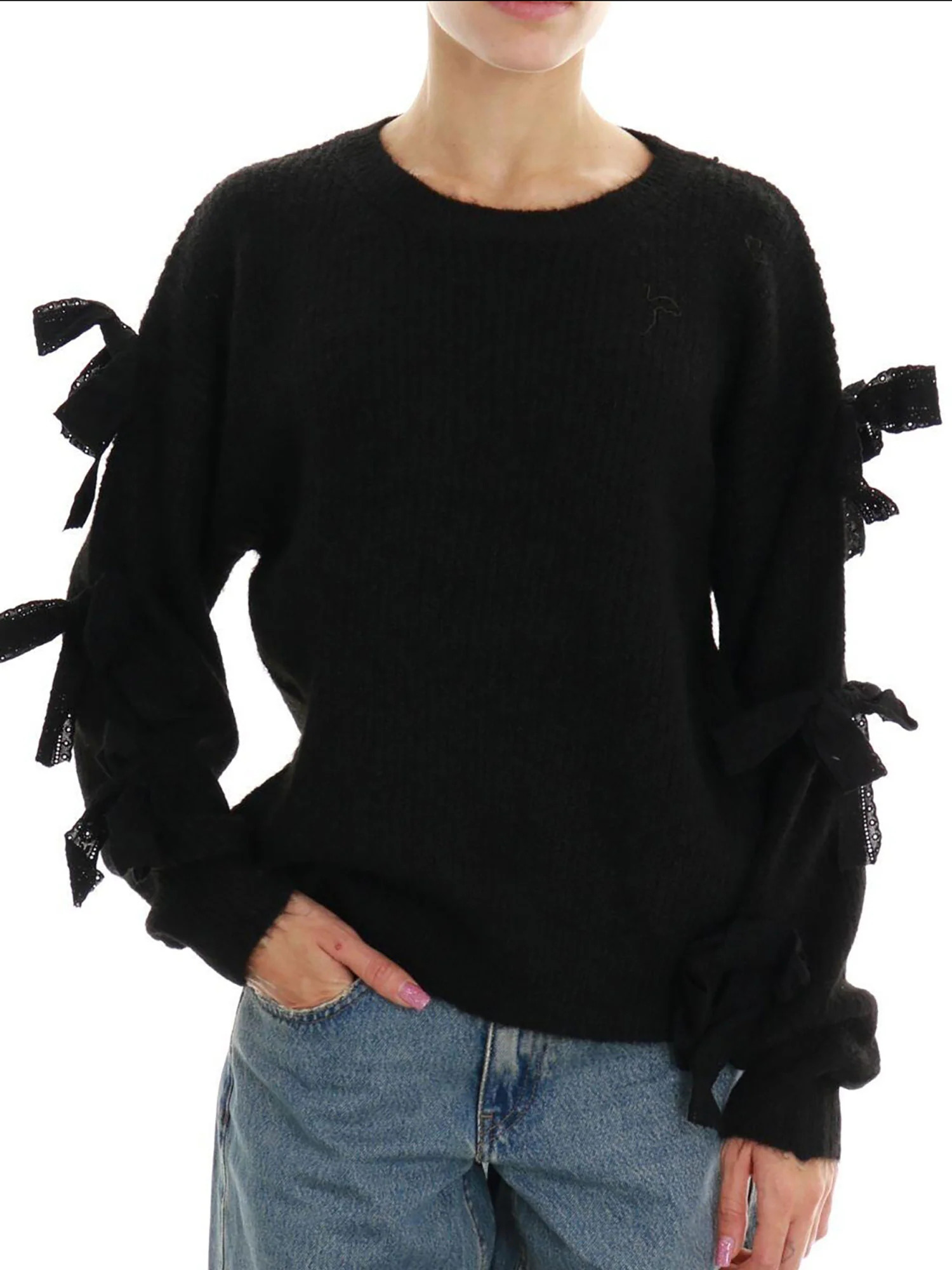 Girocollo Molly Bracken donna manica lunga fiocchi nero
