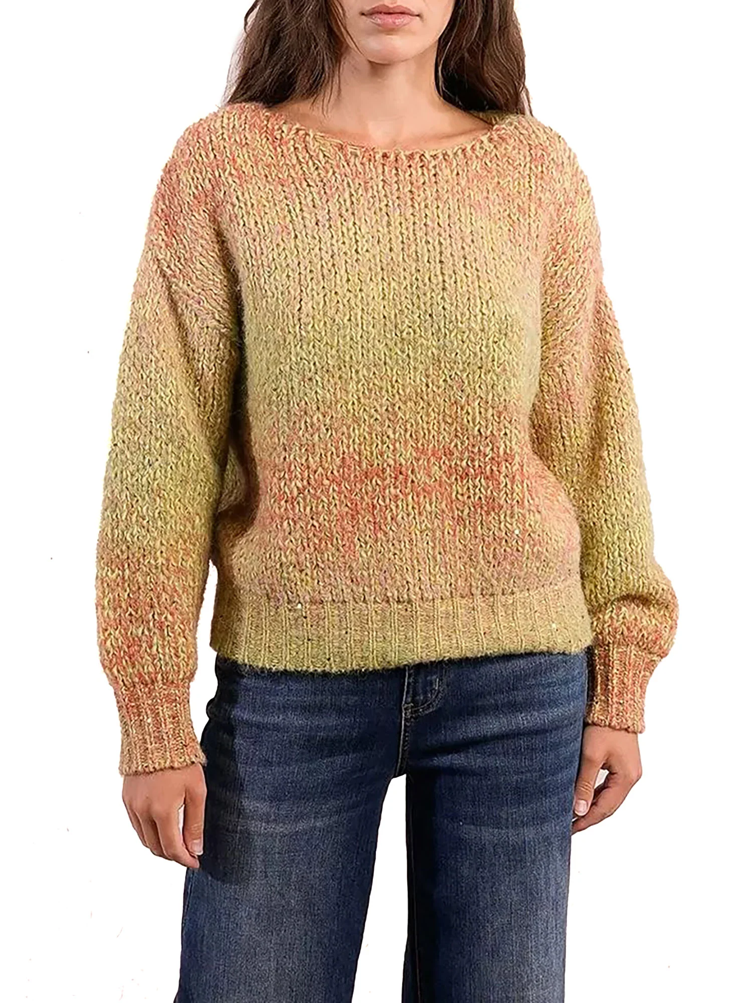Girocollo Molly Bracken donna manica lunga lavorato lime