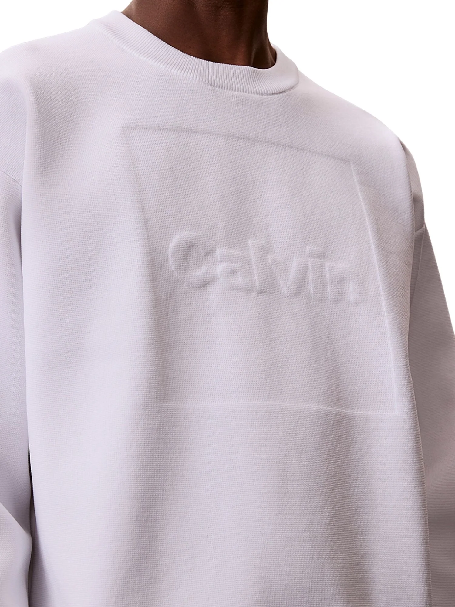 Maglia a girocollo con maniche lunghe Calvin Klein Jeans modello cotton modern 3d chest logo bianco - Image 3