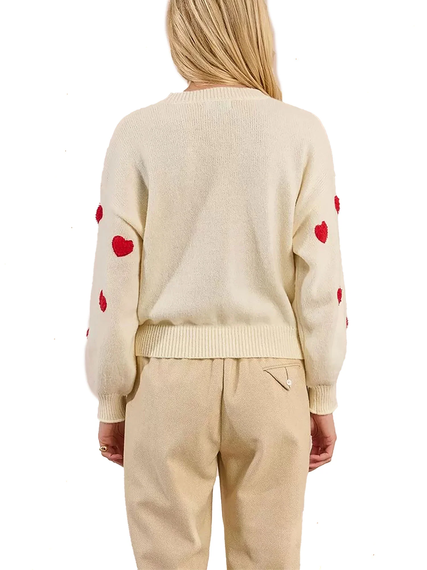 Girocollo Molly Bracken donna manica lunga con patch heart panna - Image 2