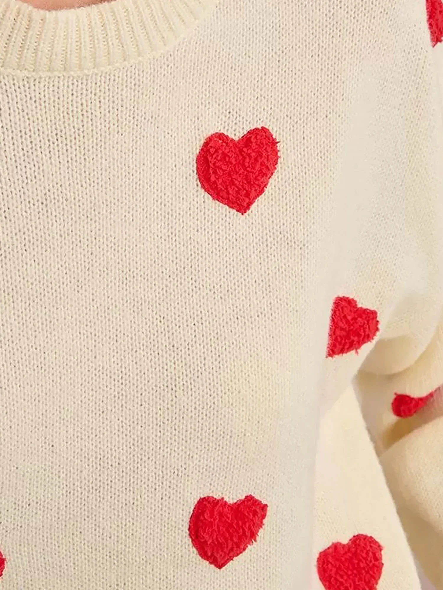 Girocollo Molly Bracken donna manica lunga con patch heart panna - Image 3