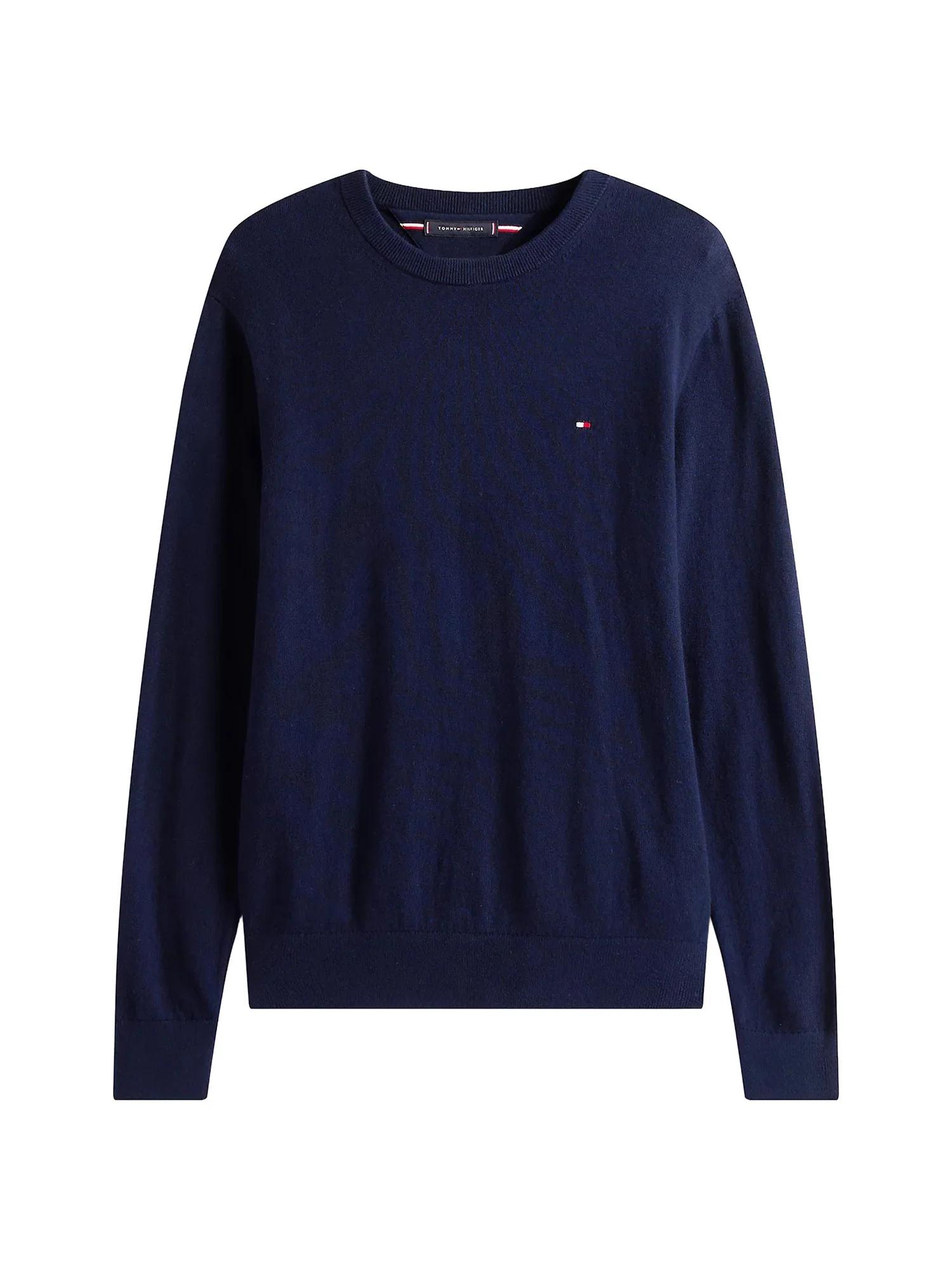 Maglione girocollo Tommy Hilfiger pima cotton cashmere semolice con logo sul petto blu - Image 3
