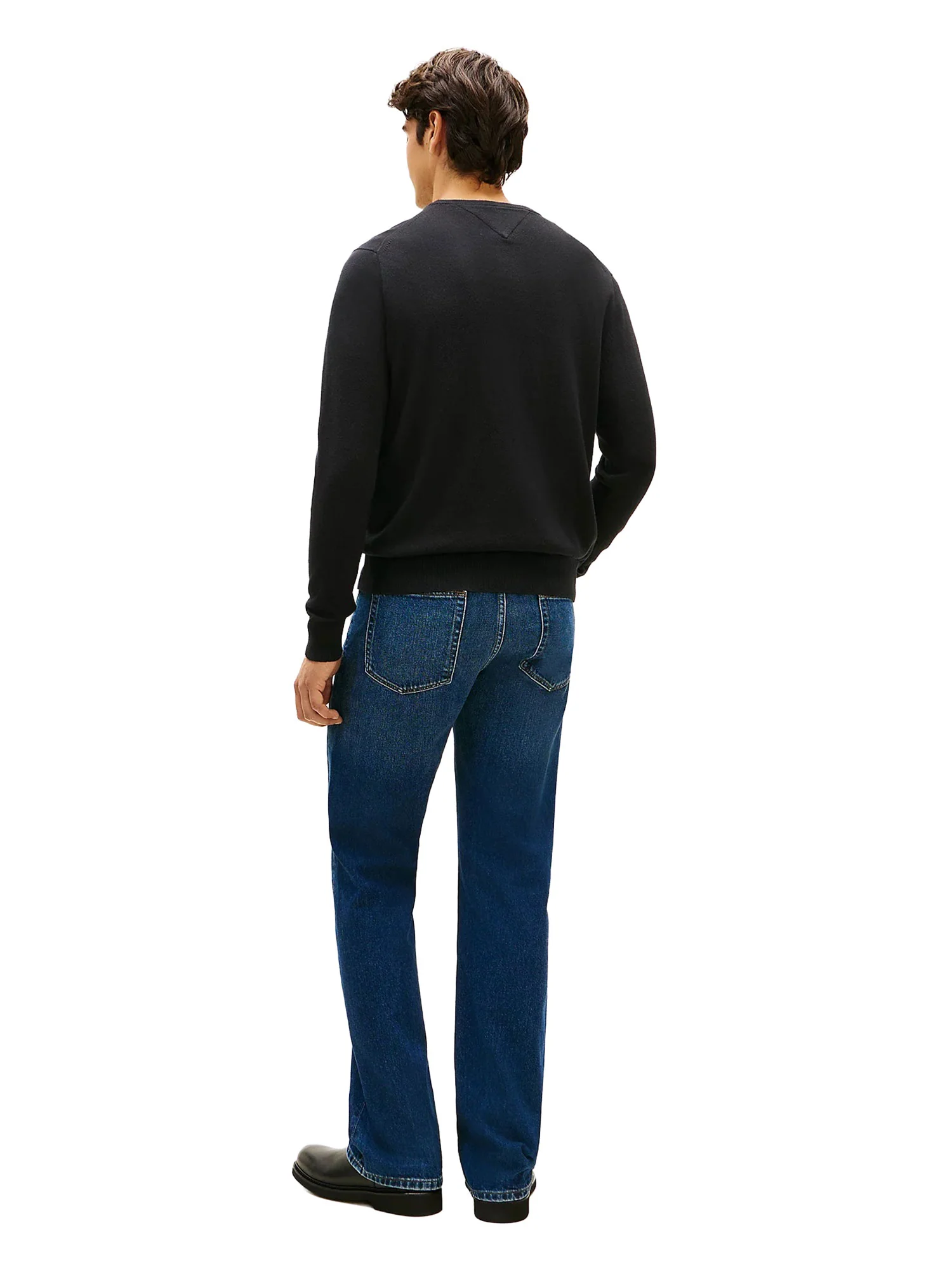 Maglione girocollo Tommy Hilfiger pima cotton cashmere semolice con logo sul petto nero - Image 2