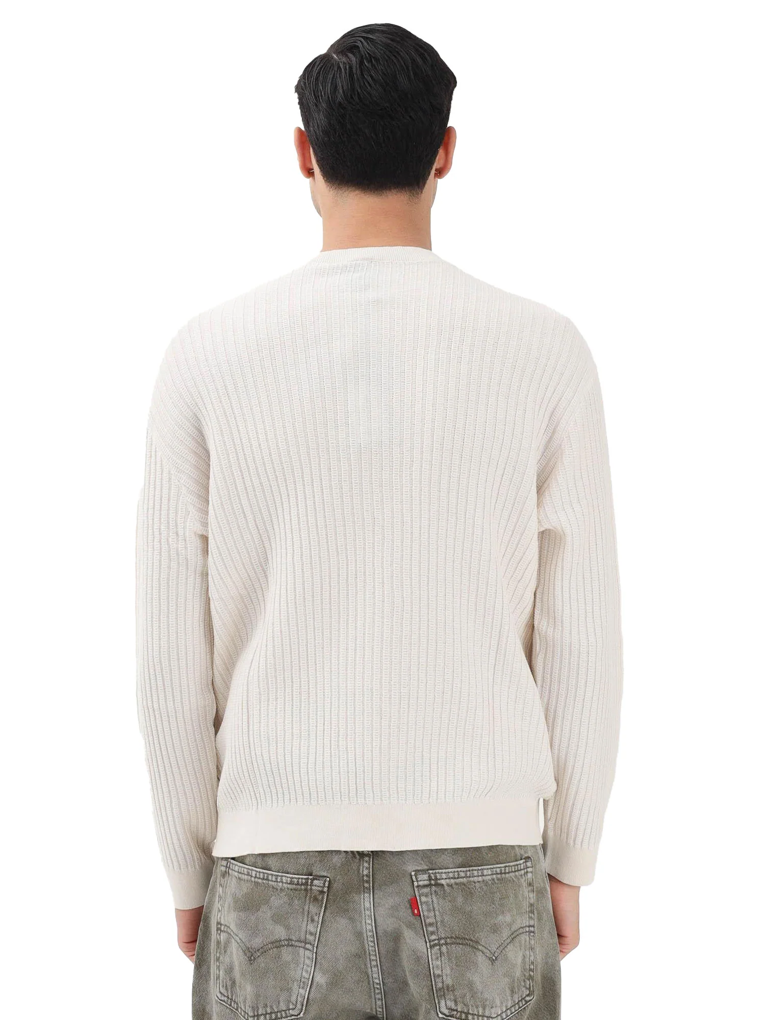 Girocollo Armani Exchange manica lunga Rib crema - Image 2