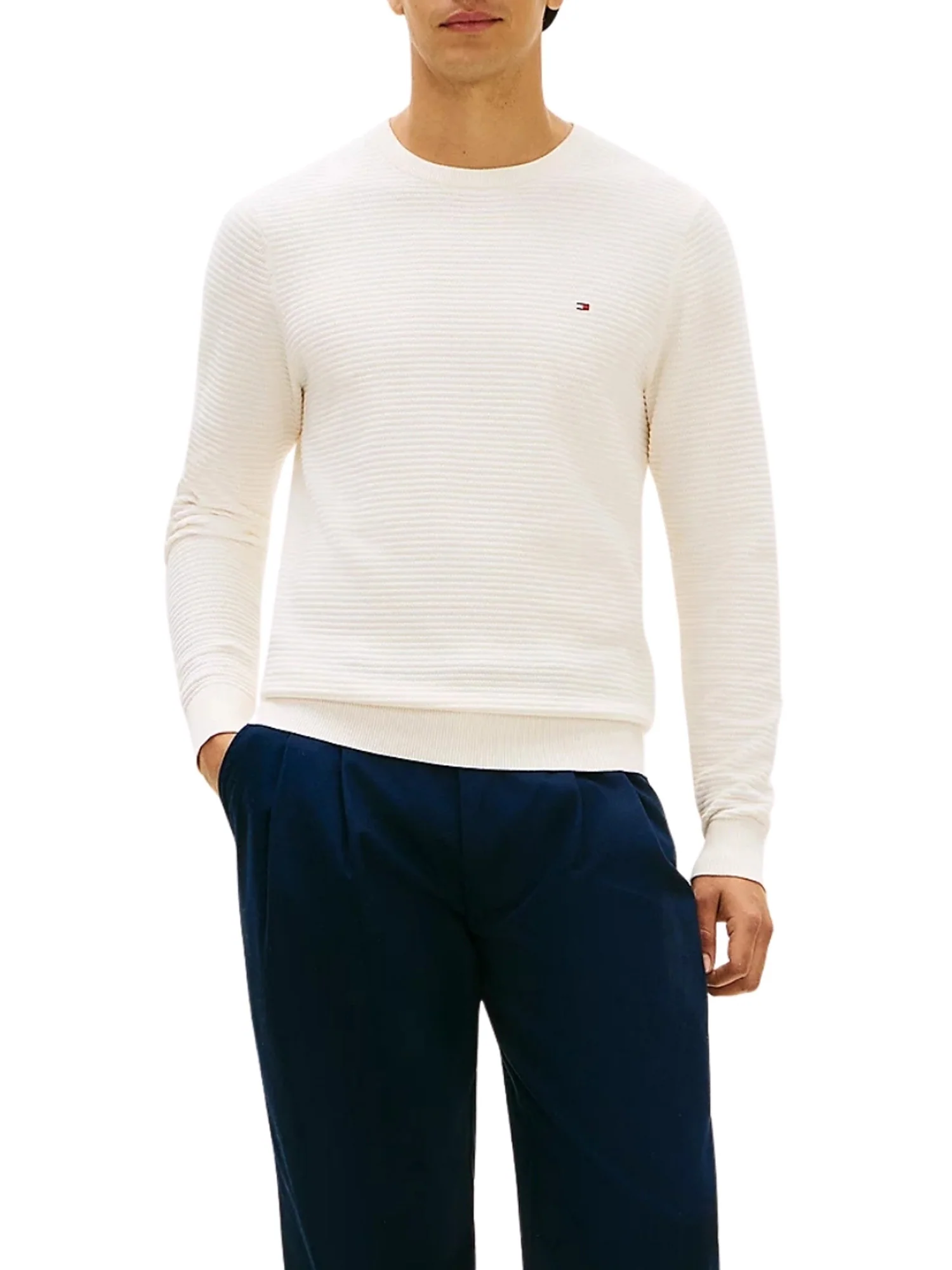 Maglia a girocollo con maniche lunghe Tommy Hilfiger modello seasonal structure avorio