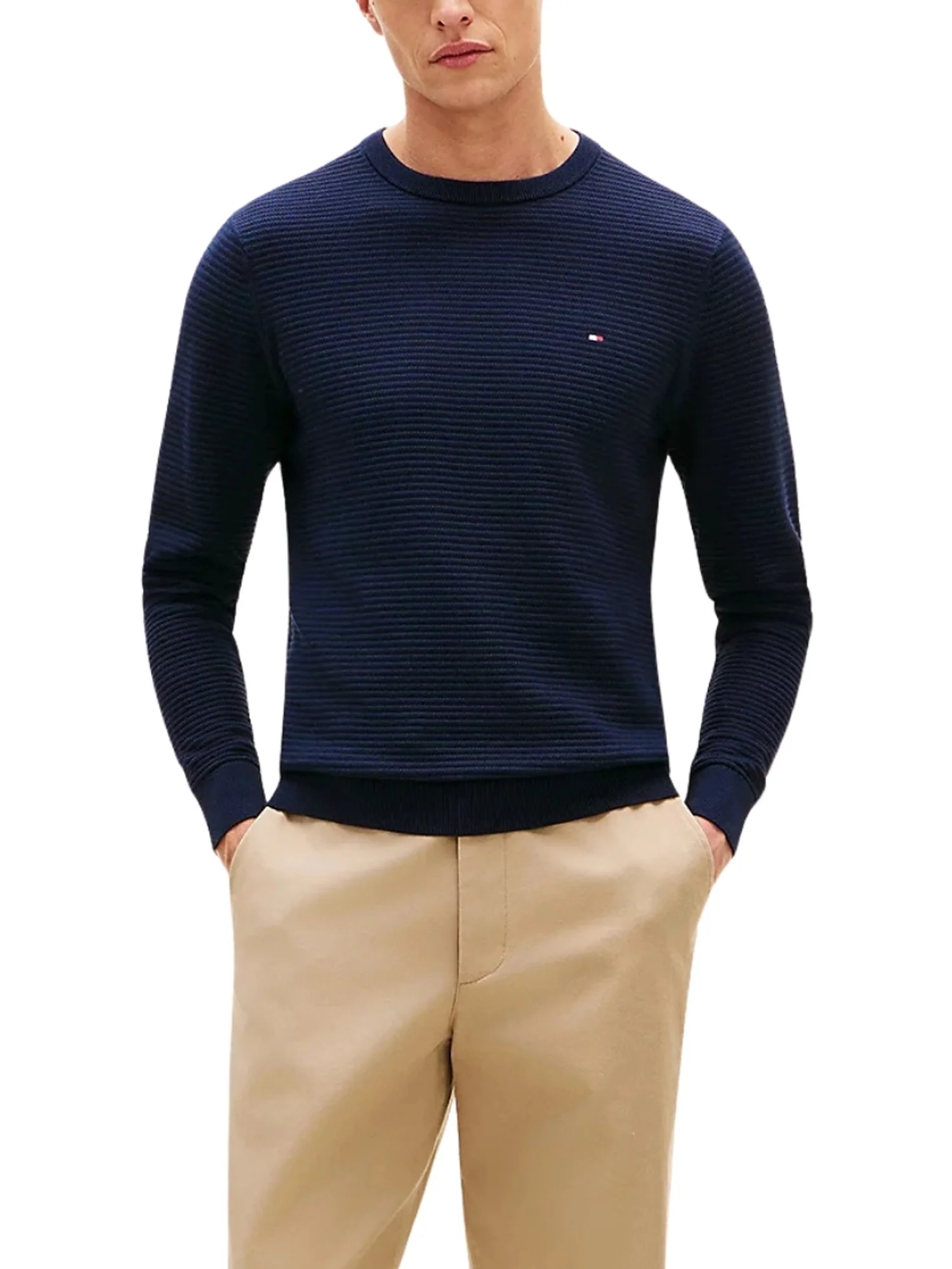 Maglia a girocollo con maniche lunghe Tommy Hilfiger modello seasonal structure blu