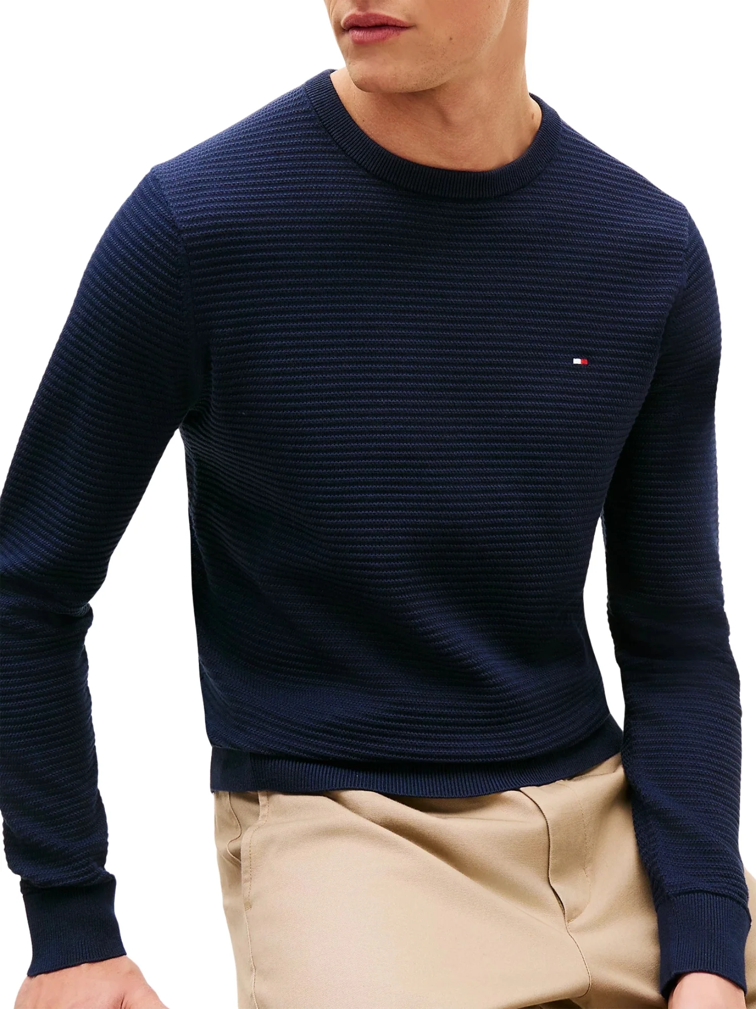 Maglia a girocollo con maniche lunghe Tommy Hilfiger modello seasonal structure blu - Image 4