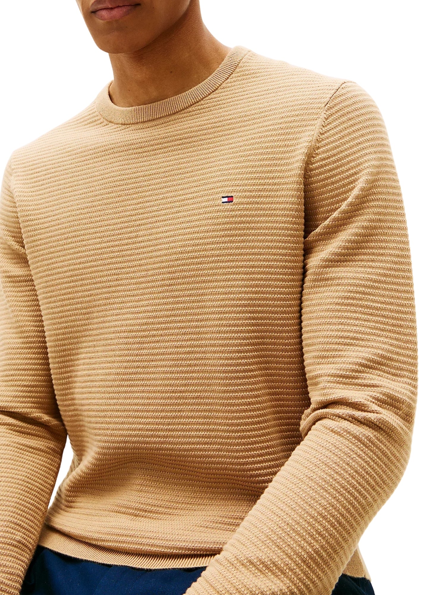 Maglia a girocollo con maniche lunghe Tommy Hilfiger modello seasonal structure sabbia - Image 4