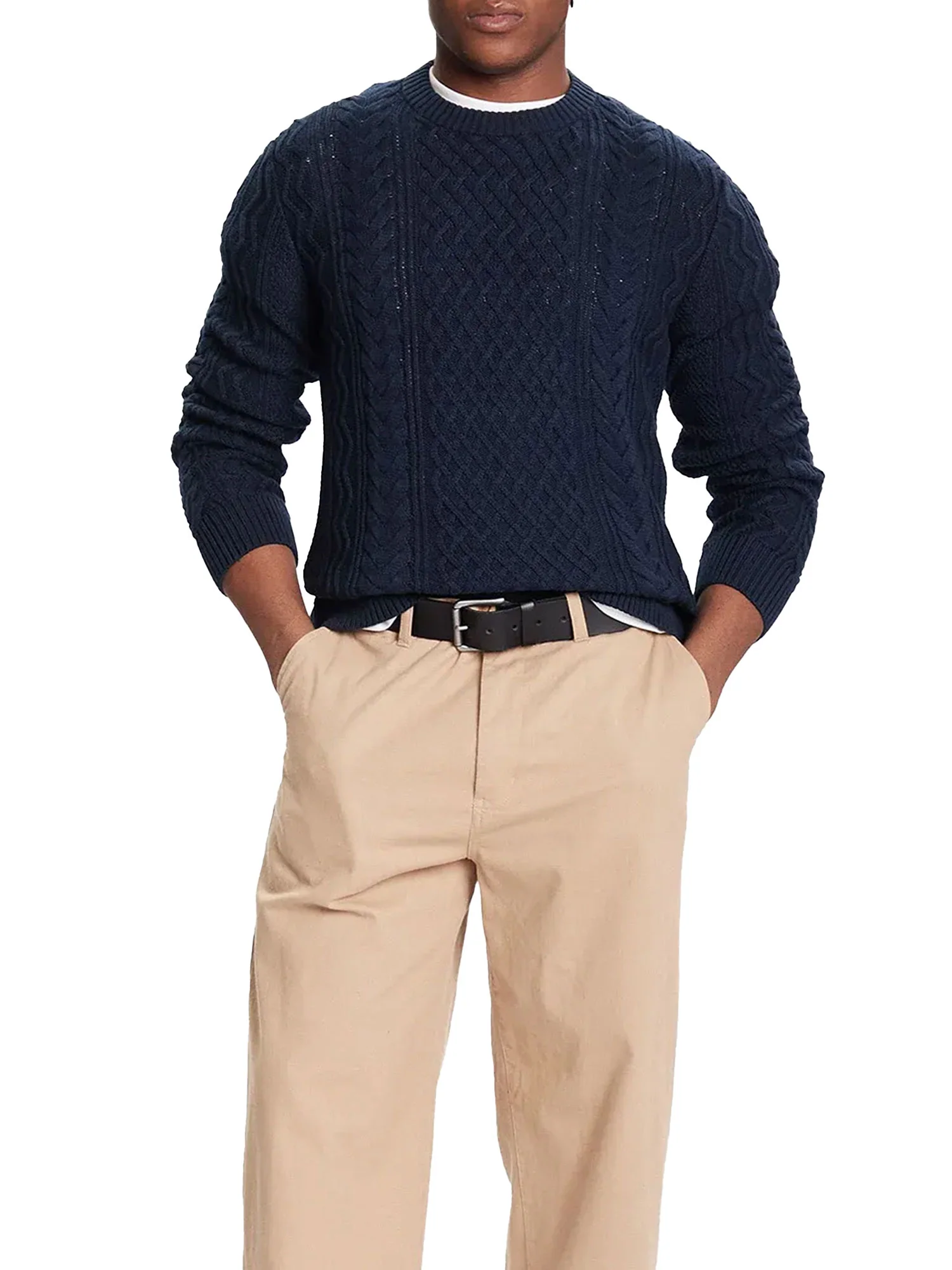 Girocollo Tommy Jeans uomo manica lunga slim badge cable knit blu - Image 3