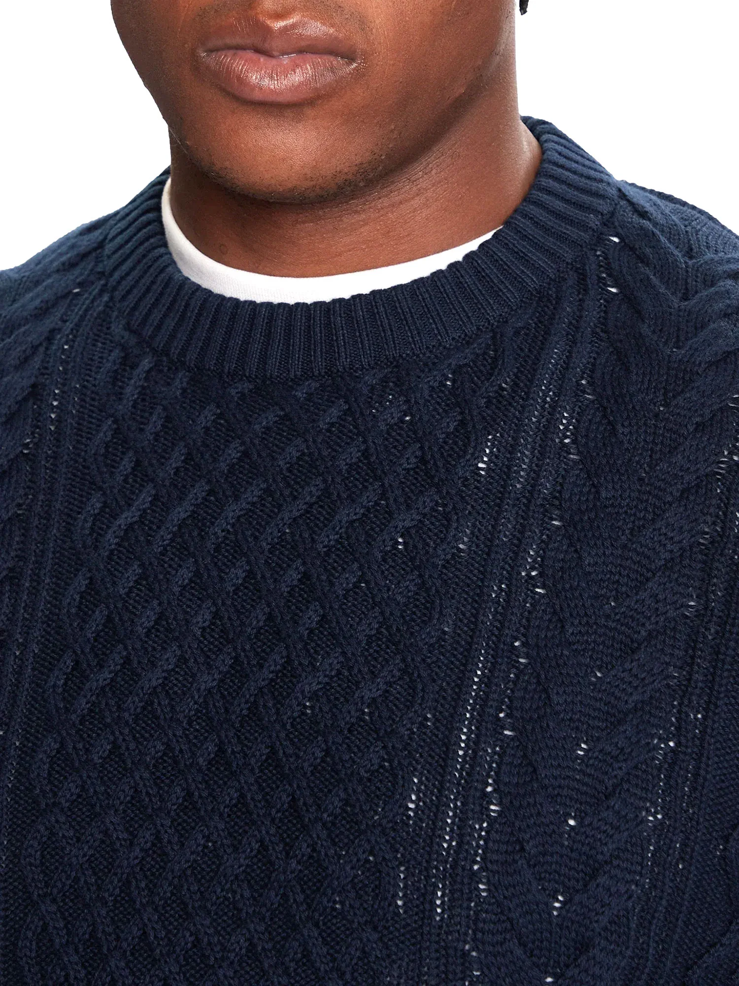 Girocollo Tommy Jeans uomo manica lunga slim badge cable knit blu - Image 4