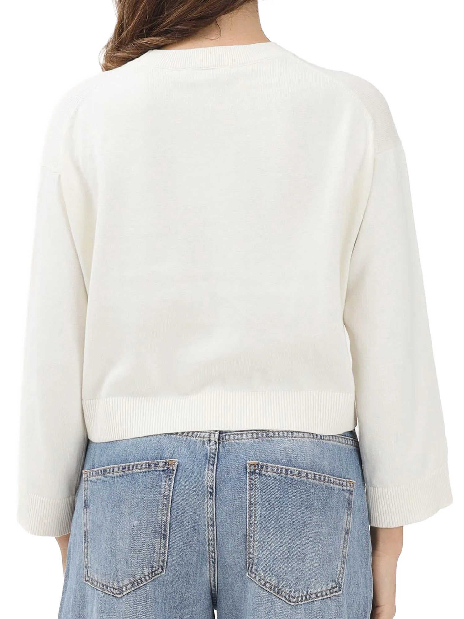 Girocollo Calvin Klein Donna Cotone liscio Panna - Image 2