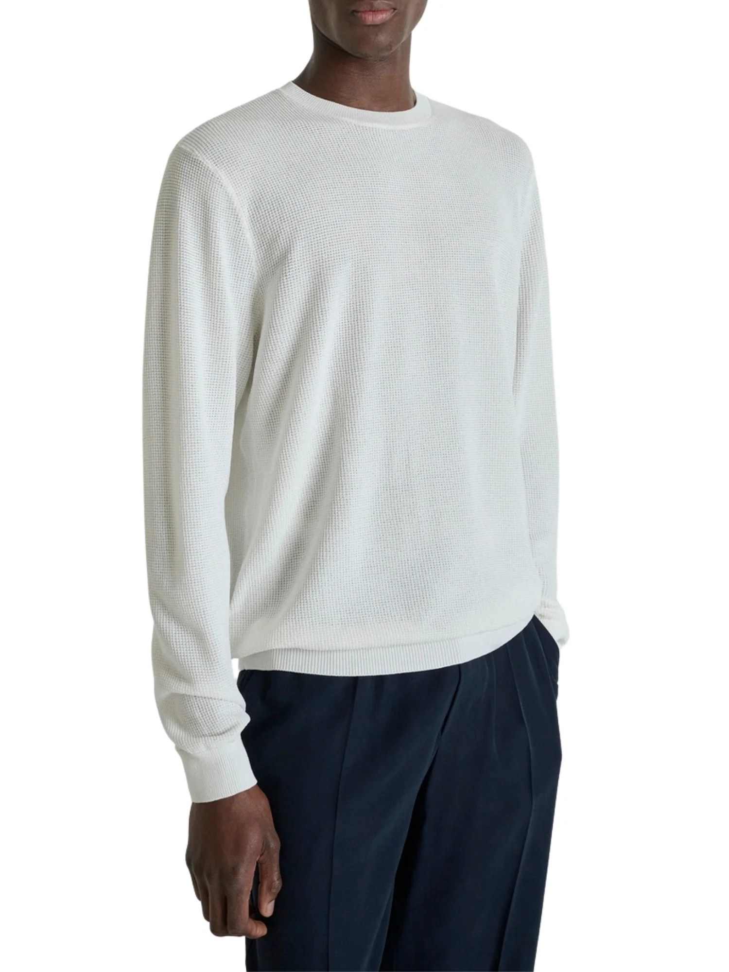 Maglia a girocollo con maniche lunghe Antony Morato uomo modello super fine yarn crema - Image 2