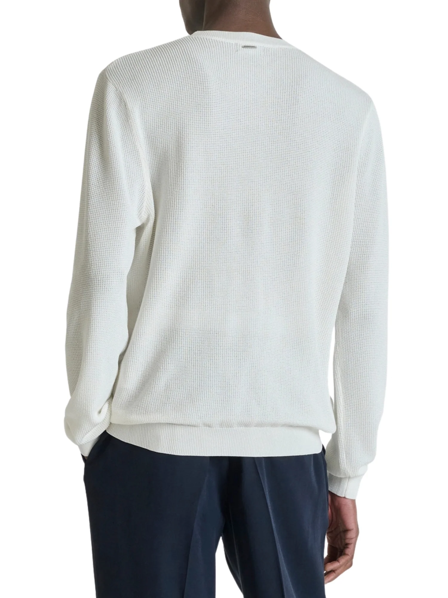 Maglia a girocollo con maniche lunghe Antony Morato uomo modello super fine yarn crema - Image 3