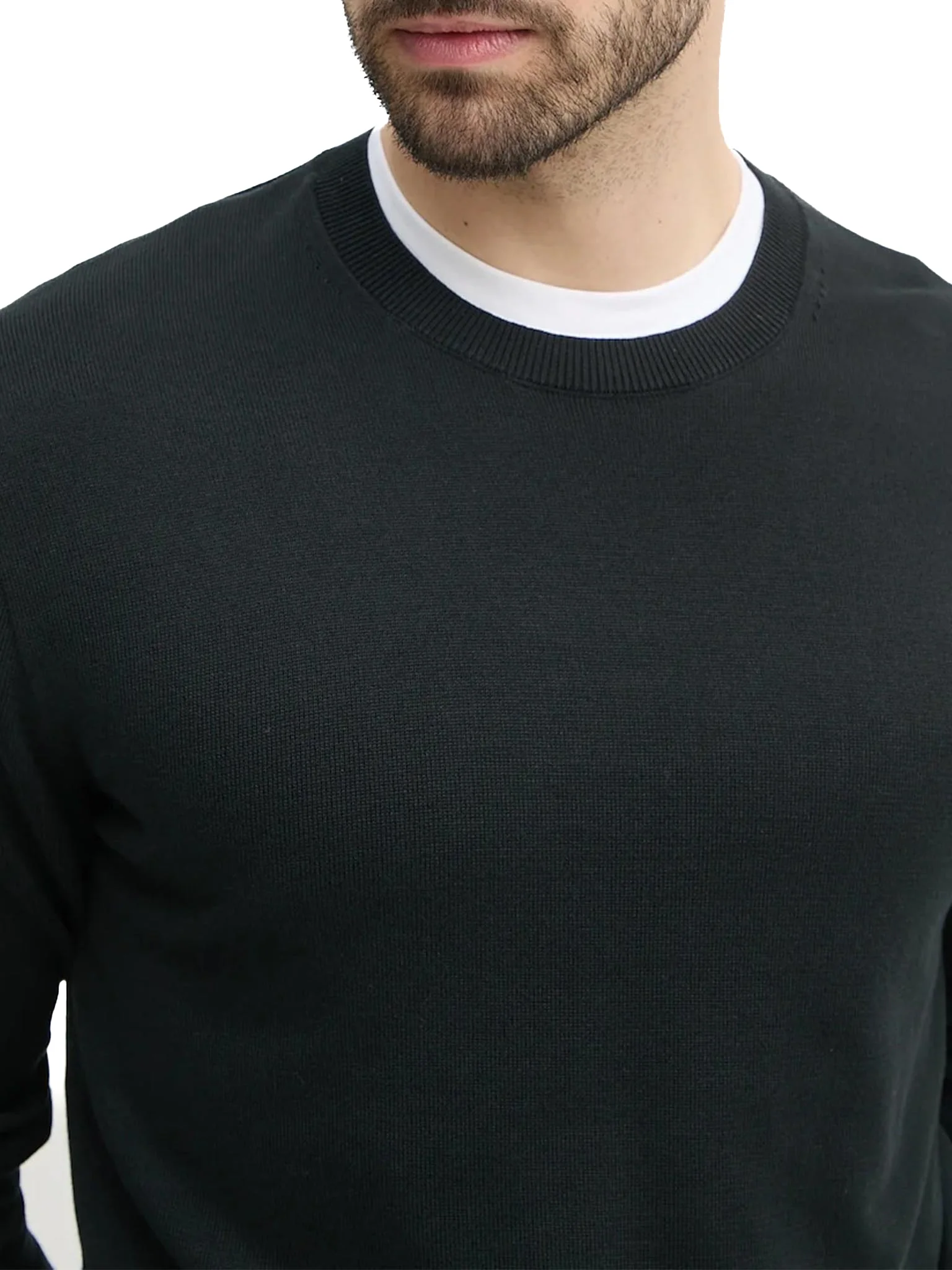 Maglia Calvin Klein girocollo in cotone nero - Image 3