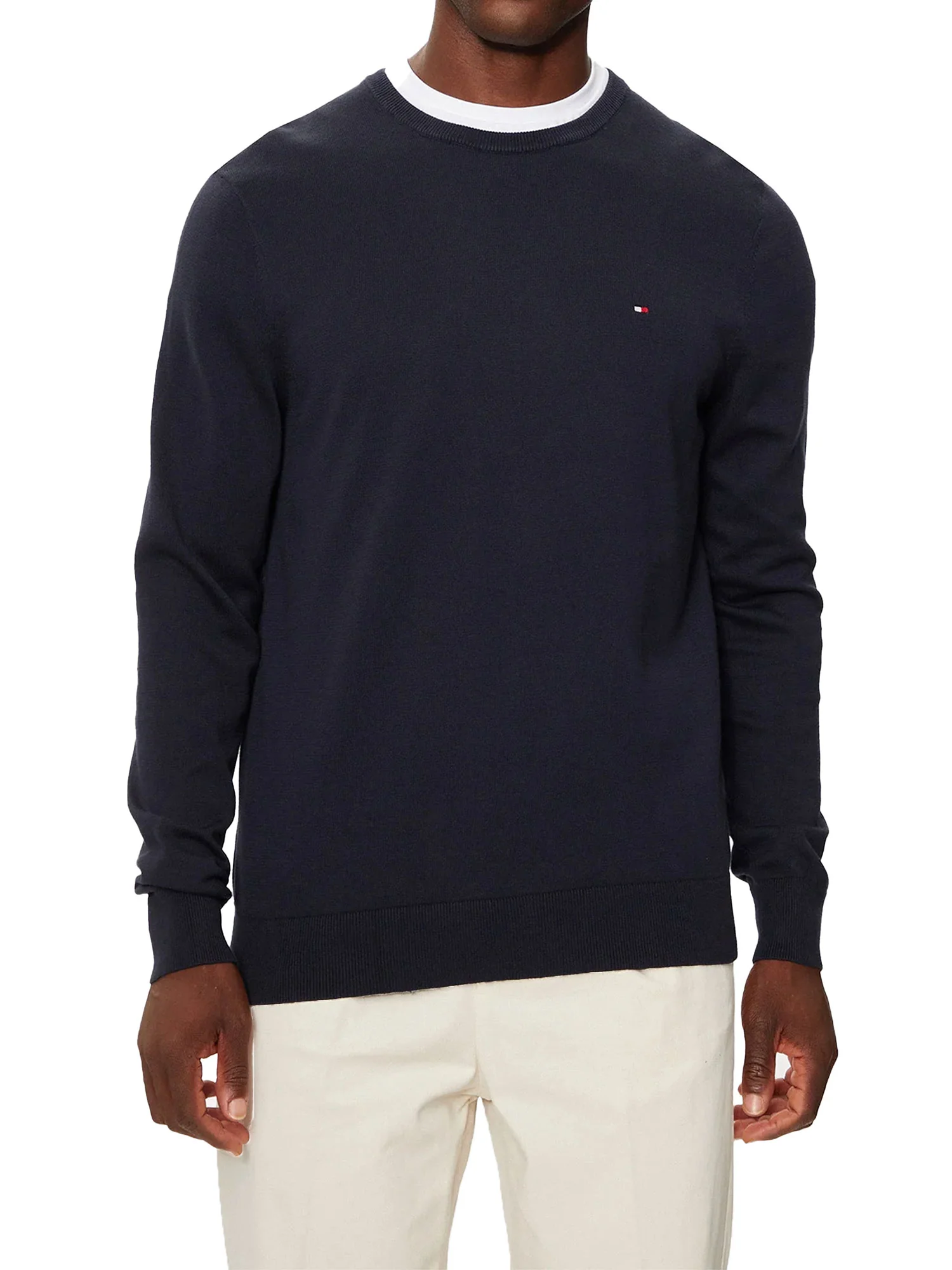 Girocollo slim fit essential in cotone blu