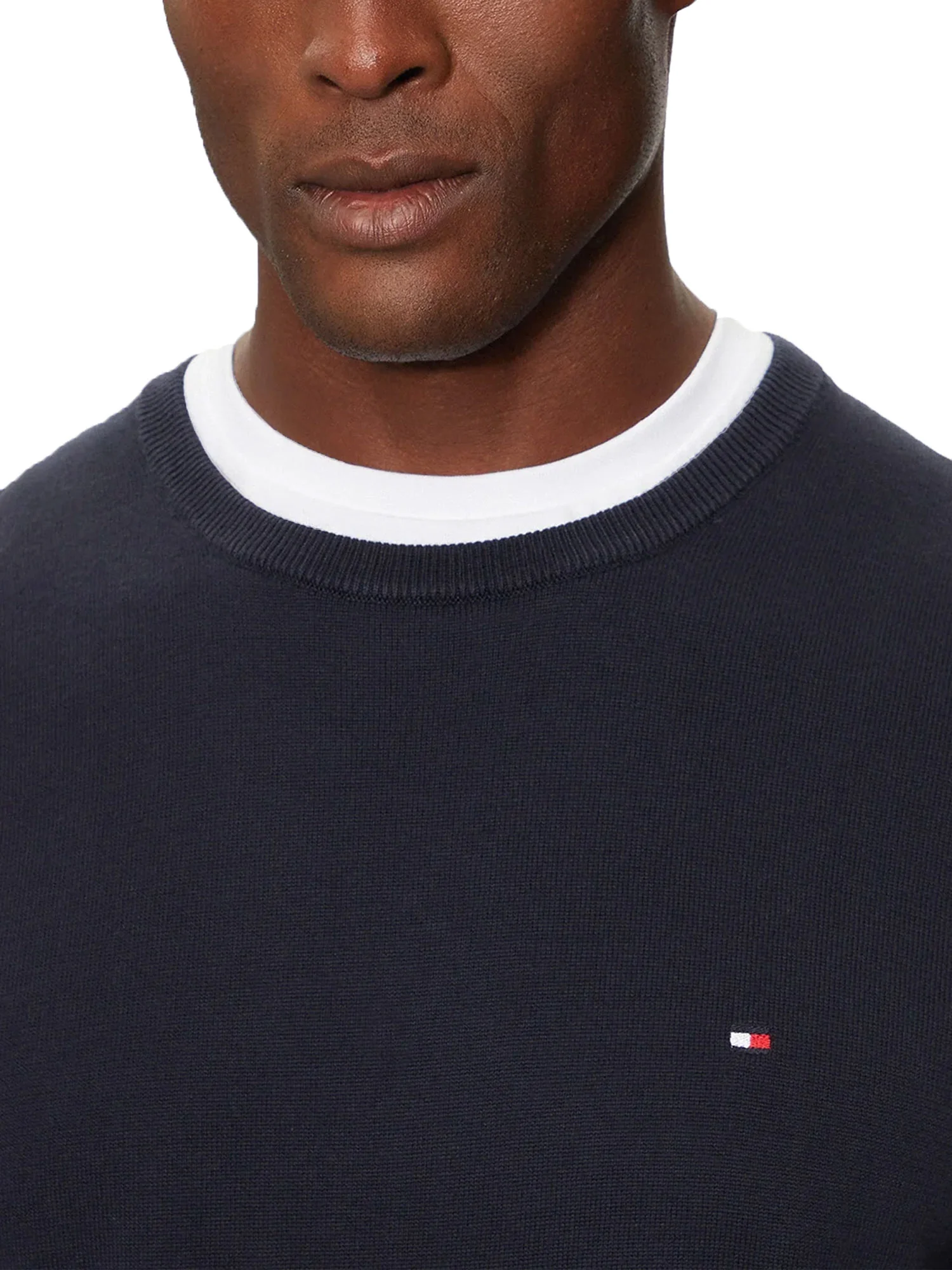 Girocollo slim fit essential in cotone blu - Image 3
