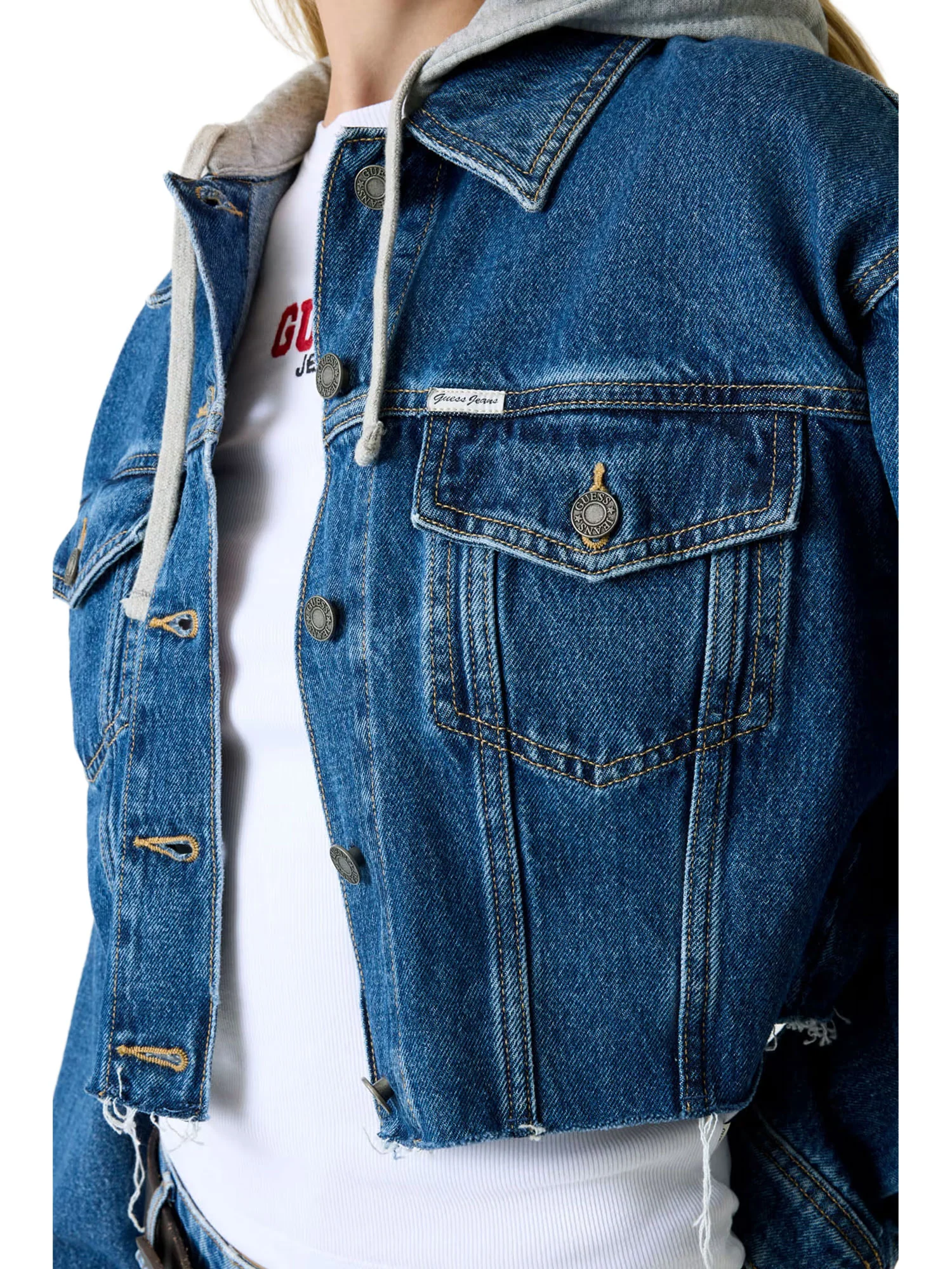 Giubbino Guess donna BT. Capp. Cropped denim medio - Image 3