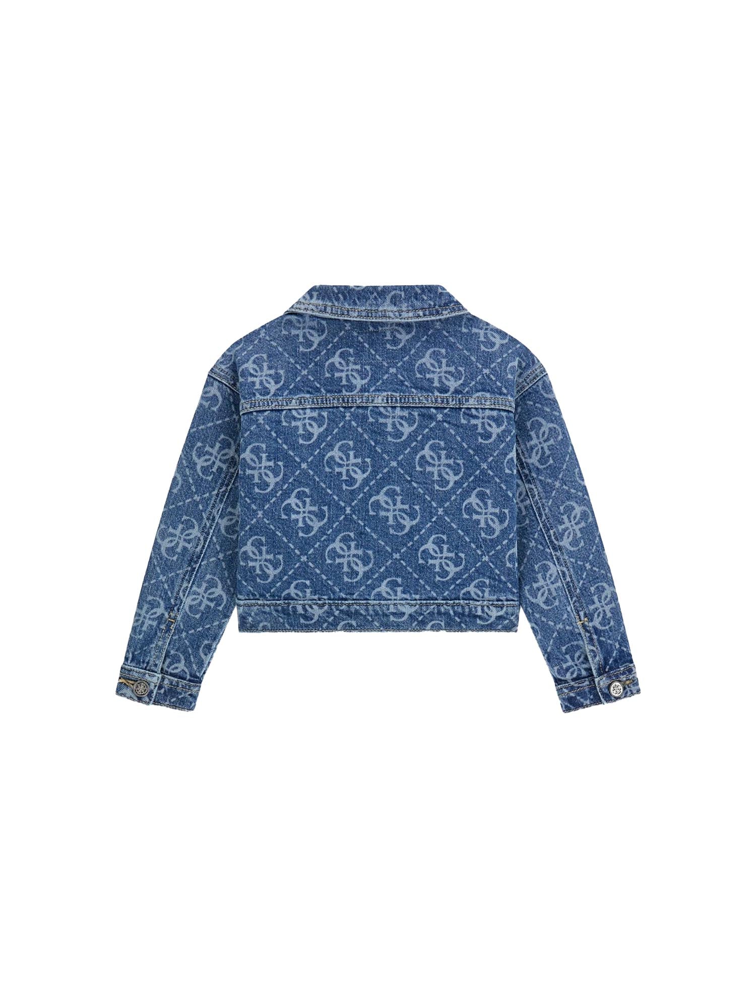 Giubbino Guess Bambina in jeans con bottoni e logo allover denim medio - Image 2