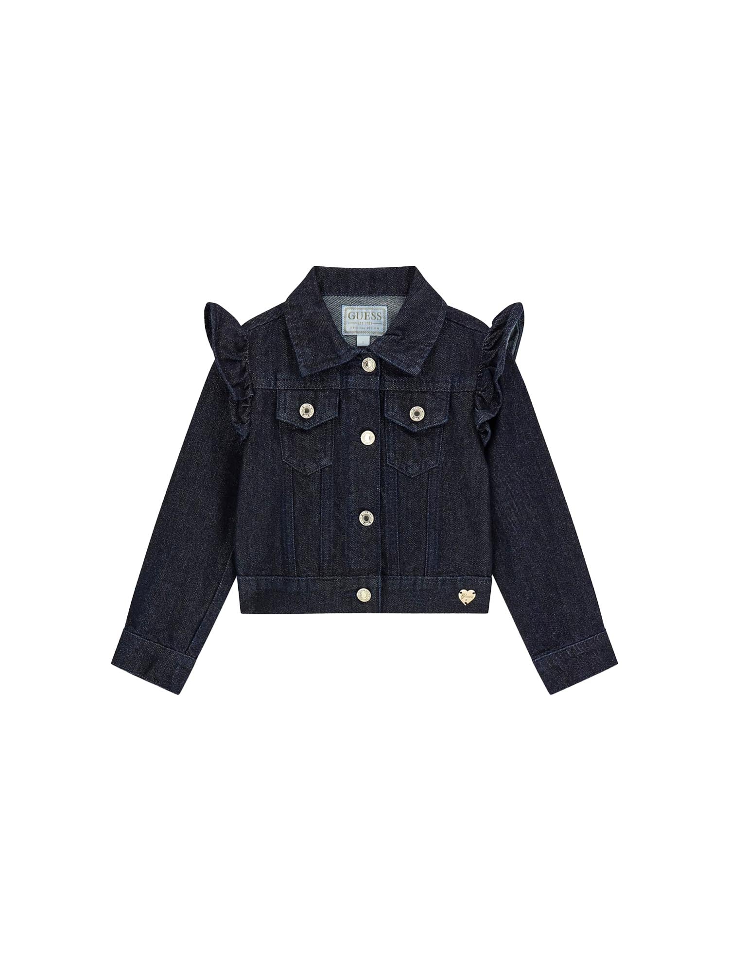 Giubbino Guess Bambina con bottoni in jeans lurex denim scuro