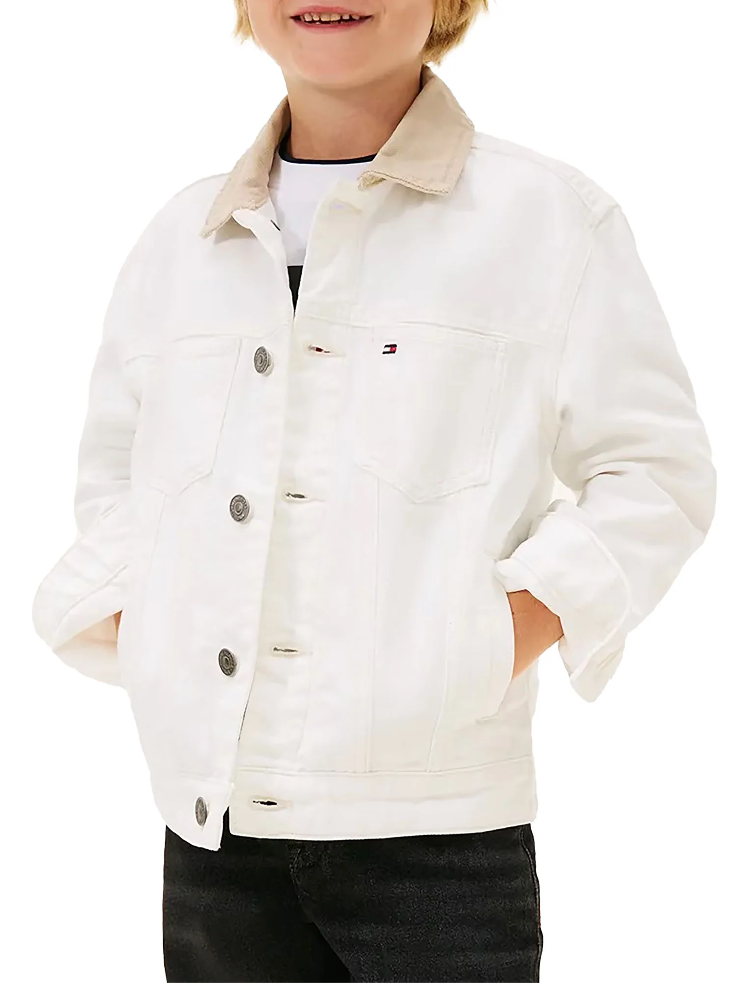 Giubbino Tommy Hilfigher Bambino trucker heritage flag bianco - Image 2