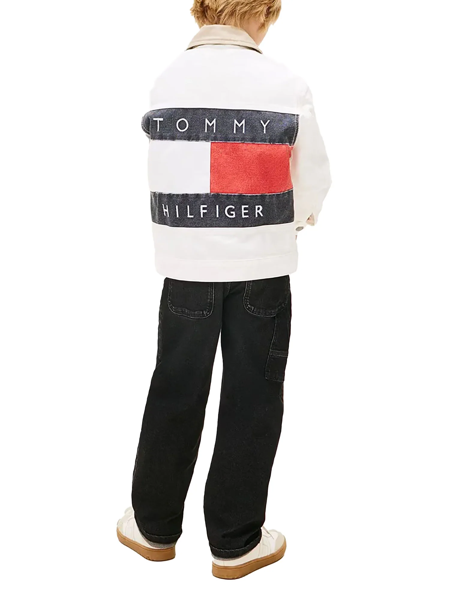 Giubbino Tommy Hilfigher Bambino trucker heritage flag bianco - Image 3
