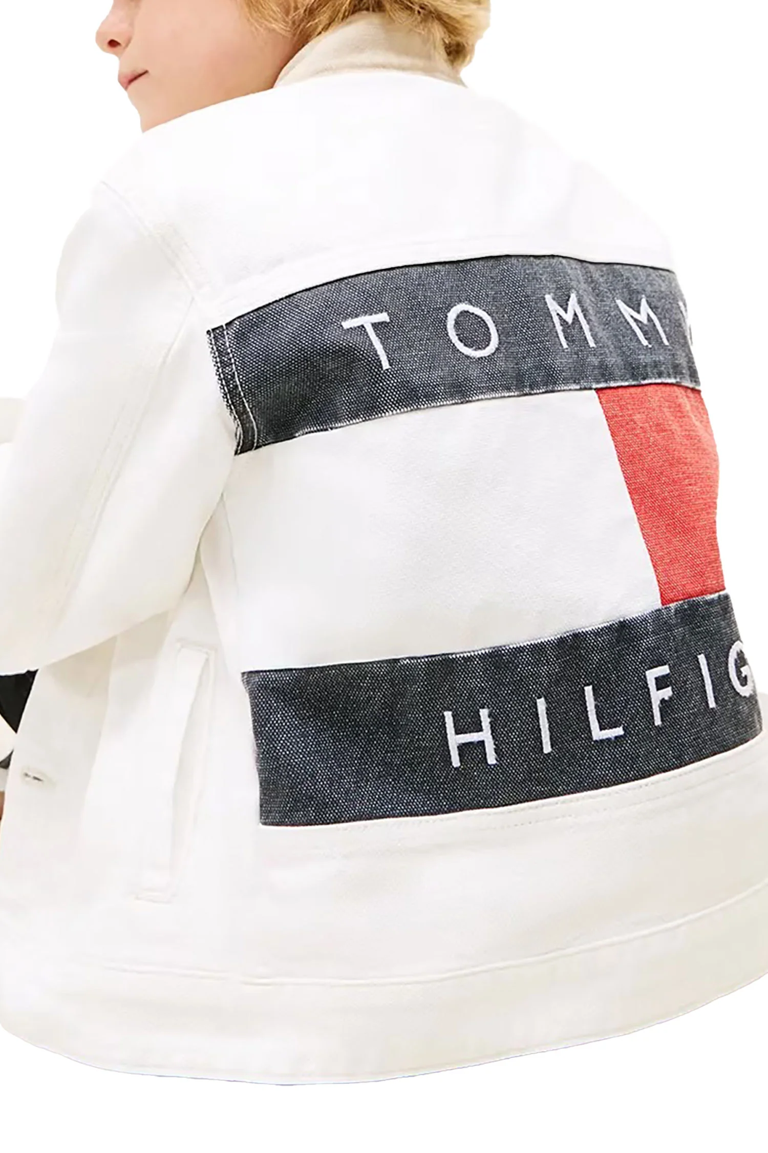 Giubbino Tommy Hilfigher Bambino trucker heritage flag bianco - Image 4