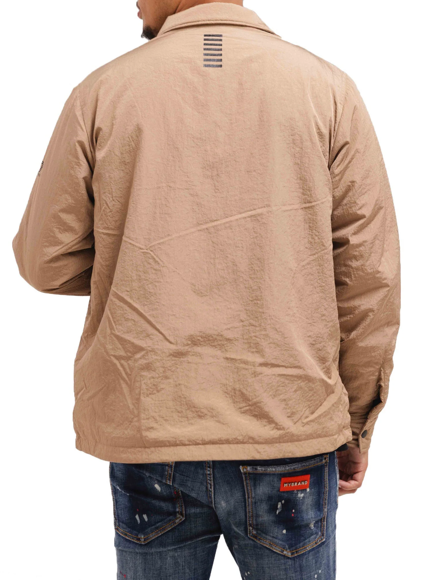 Giubbino con due tasconi e zip Crinkle beige - Image 2