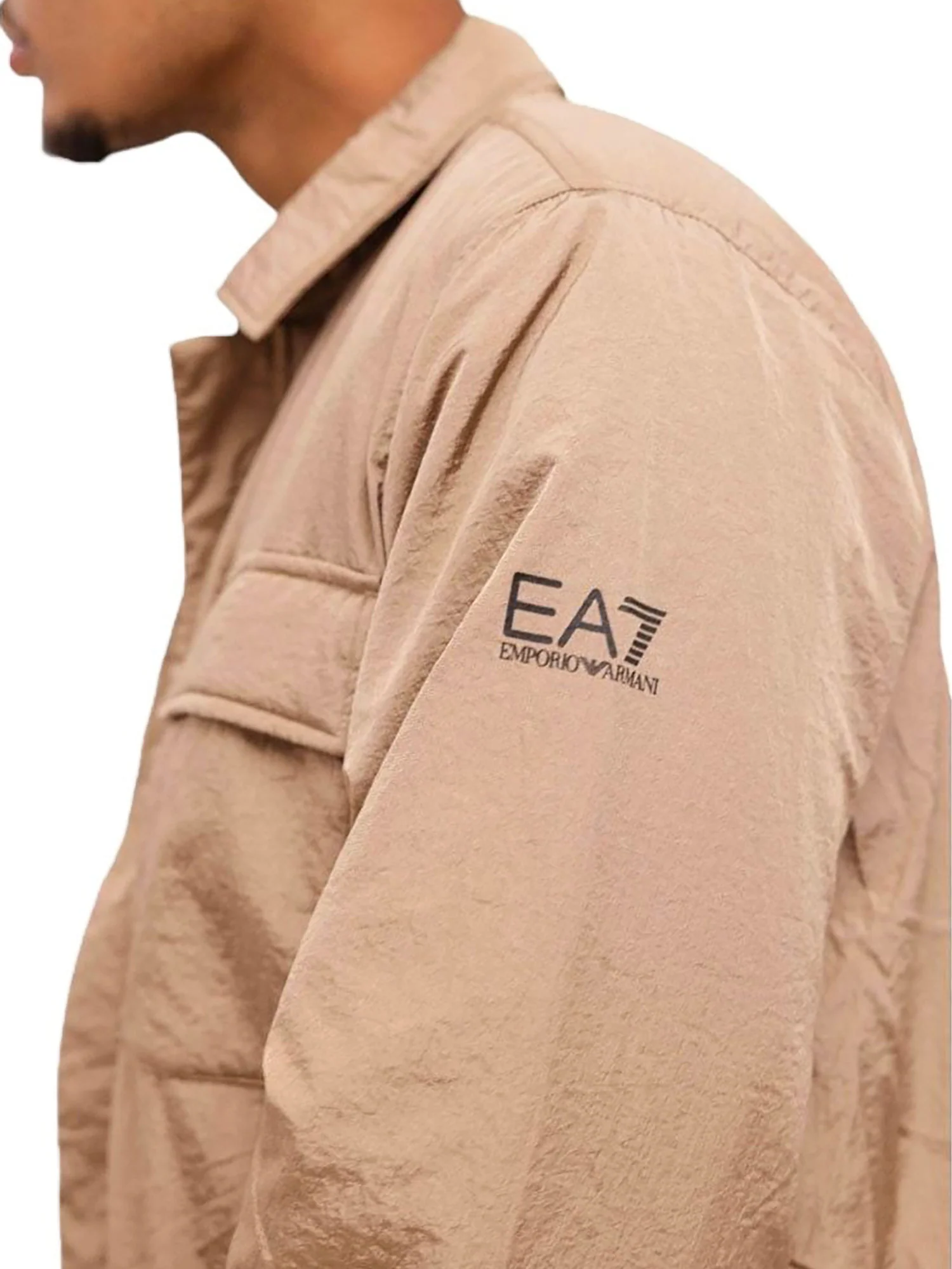 Giubbino con due tasconi e zip Crinkle beige - Image 3