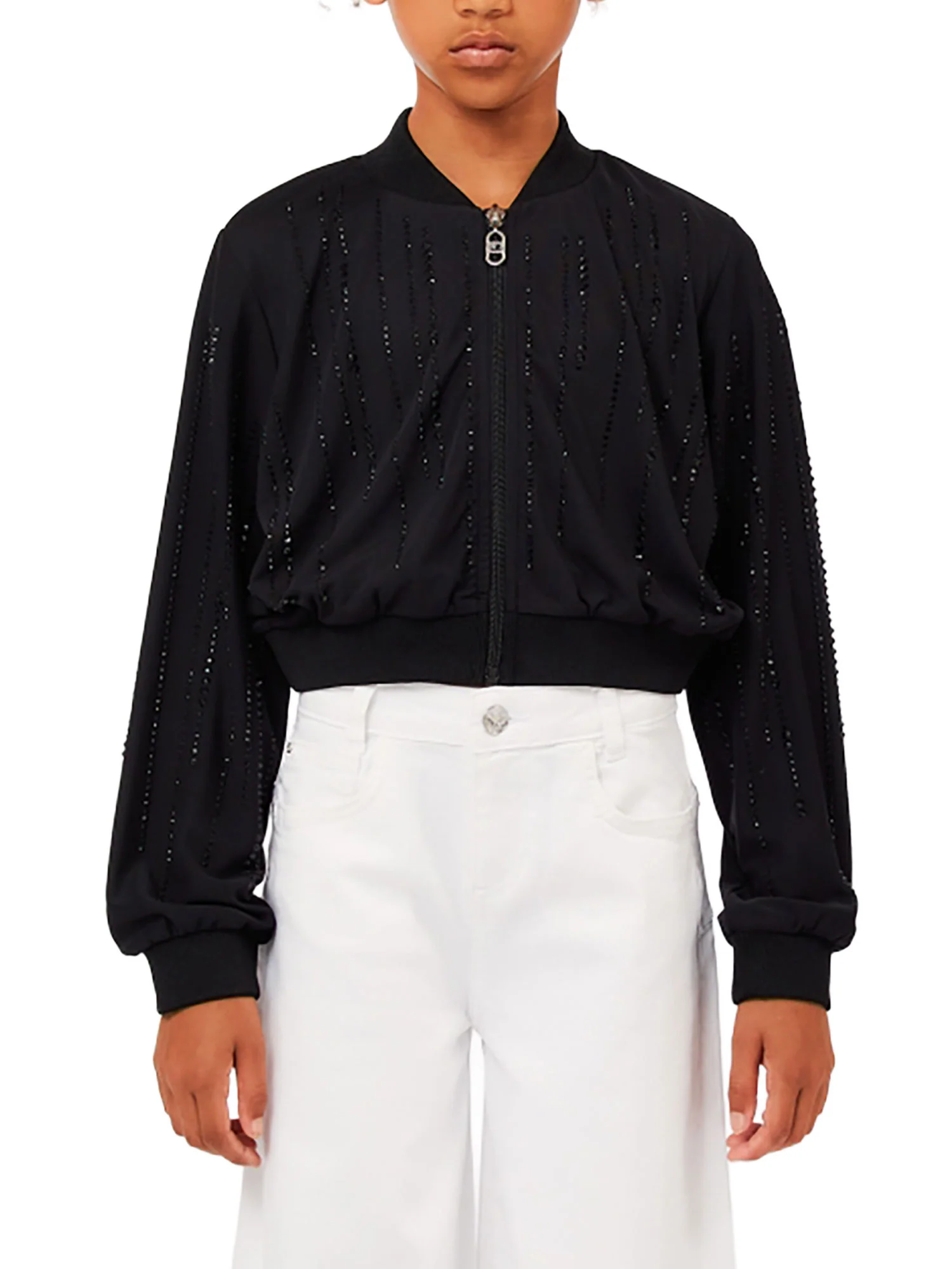 Giubbino Liu Jo ragazza Zip Allover Rhinestones nero - Image 3