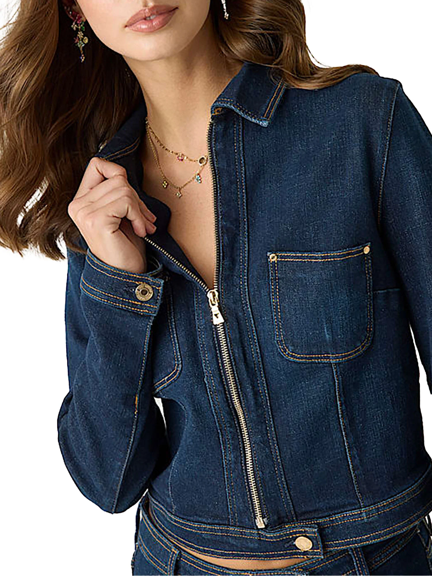 Giubbino Guess Donna con zip amelie denim scuro - Image 3