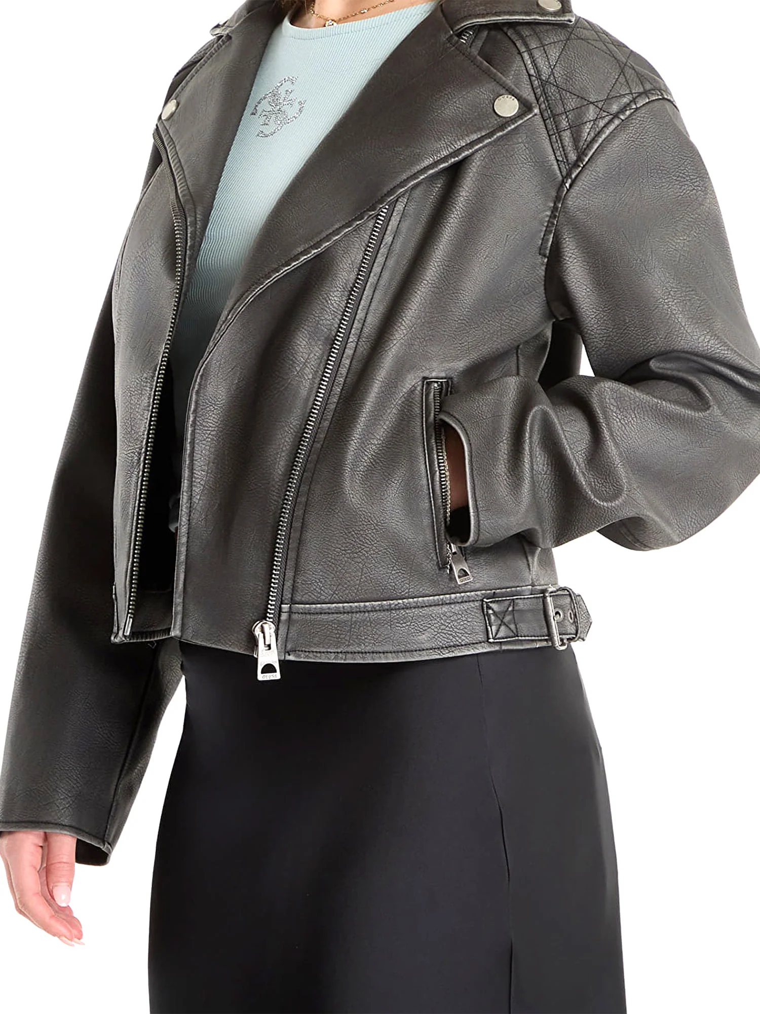 Giubbino Guess Donna con zip biker nada vintage nero - Image 2