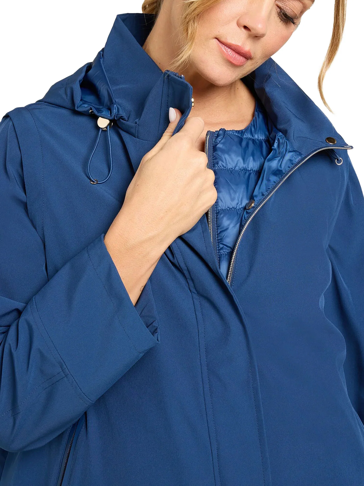 Giubbino Luisa Viola Donna con zip e cappuccio 4 in 1 blu - Image 3
