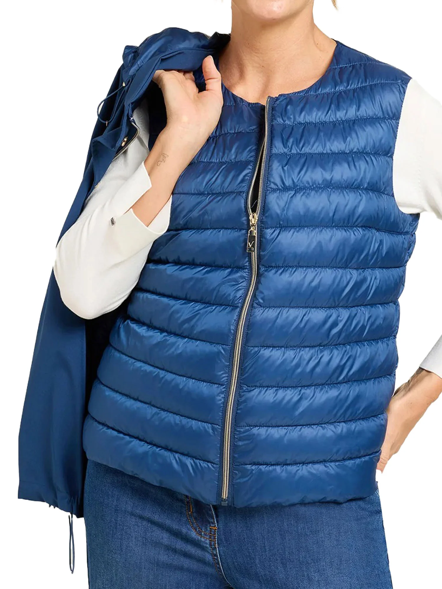 Giubbino Luisa Viola Donna con zip e cappuccio 4 in 1 blu - Image 4