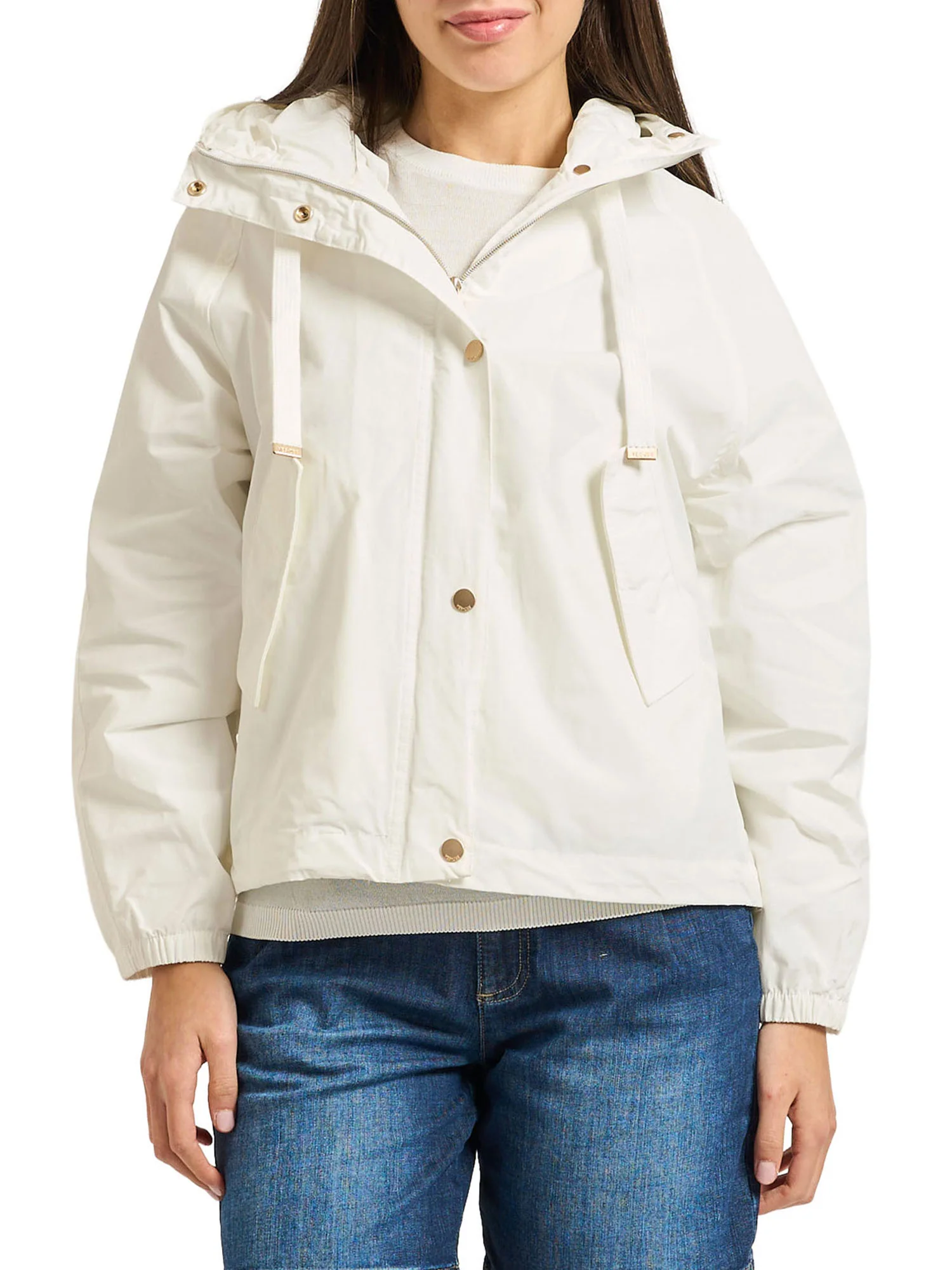 Giubbino Yes Zee donna Zip Capp. Crop gesso