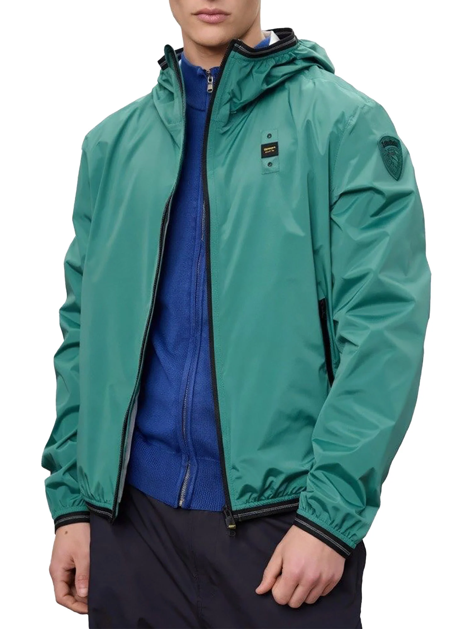 Giubbino Blauer uomo con zip e cappuccio Farrin verde